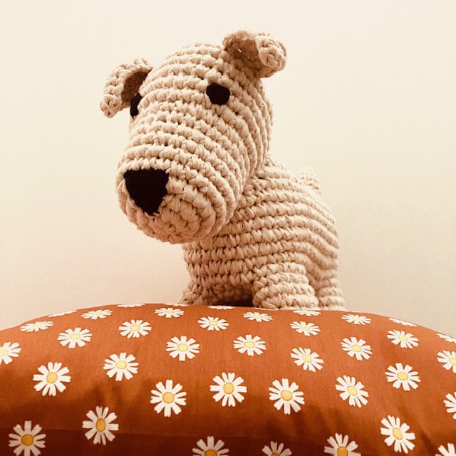 Luna-Leena kussen madeliefje bloemen bruin/ terra + binnenkussen - 45x45cm - Oeko-tex katoen - handgemaakt in Nepal Luna-Leena for kids & home - handmade in Nepal