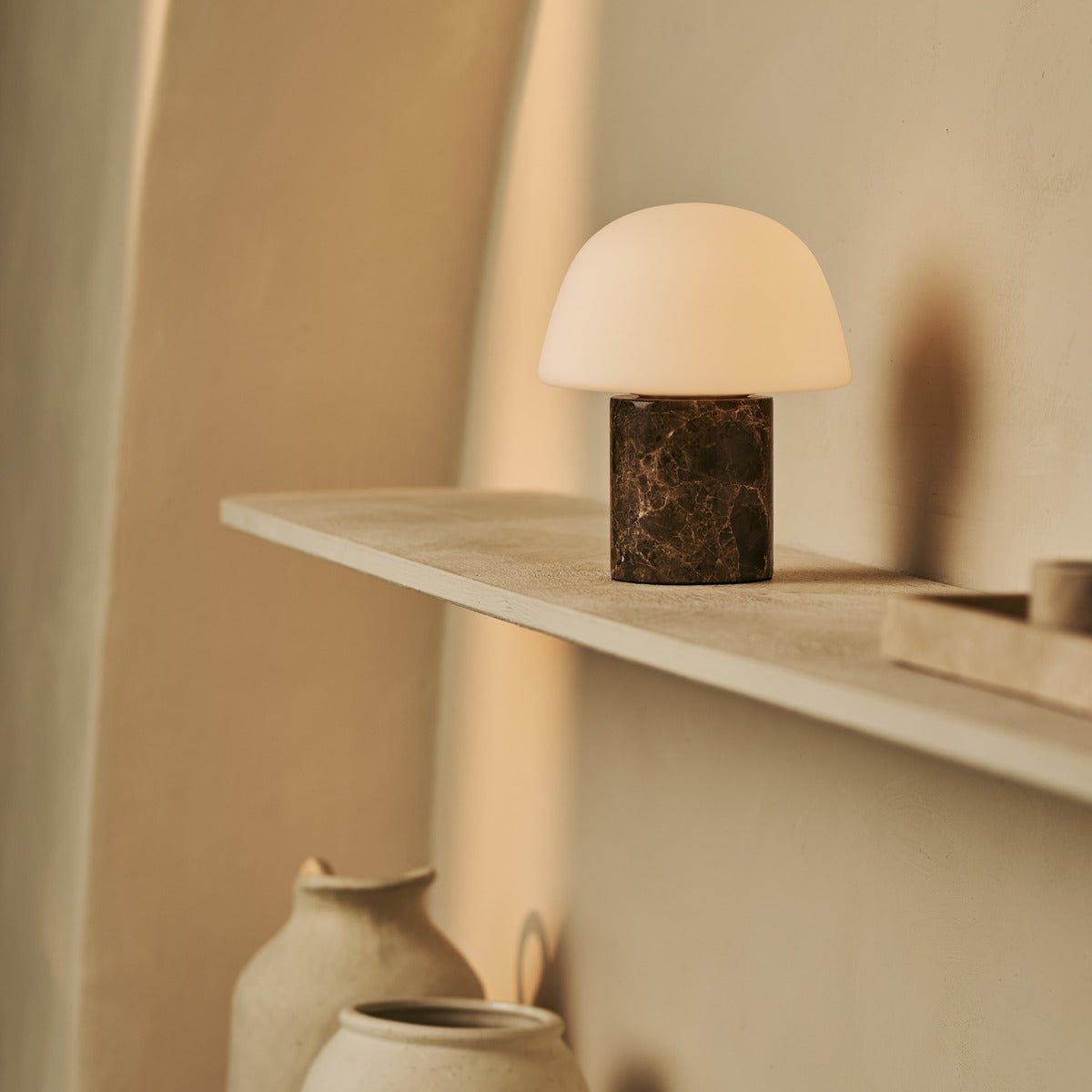 Maes Brown / Emperador Dark - Elegante marmeren oplaadbare tafellamp, tot 100 uur verlichting, stijlvol en functioneel Tavellio - Amsterdam
