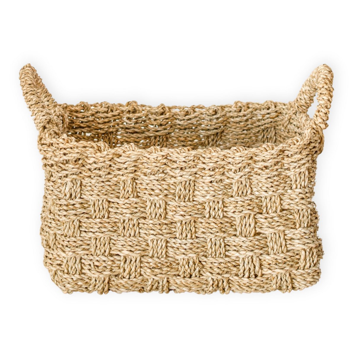 Mand geweven van zeegras BATIK (3 maten) Rechthoekige opbergmand voor planken of voor wasgoed Soeji