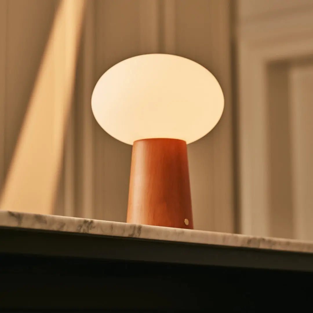 Max kastanje houten draadloze en oplaadbare lamp-milieuvriendelijk ontwerp Tavellio - Amsterdam