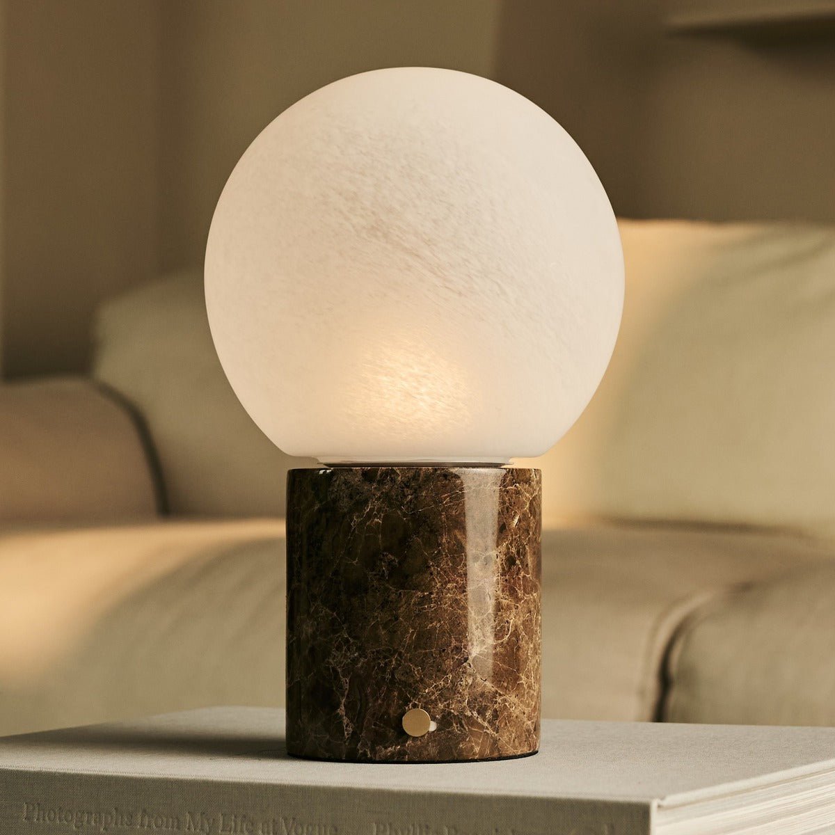 Metsu Brown / Emperador Dark - Classic Marmeren oplaadbare tafellamp met 3 lichte kleuren en dimfunctie Tavellio - Amsterdam