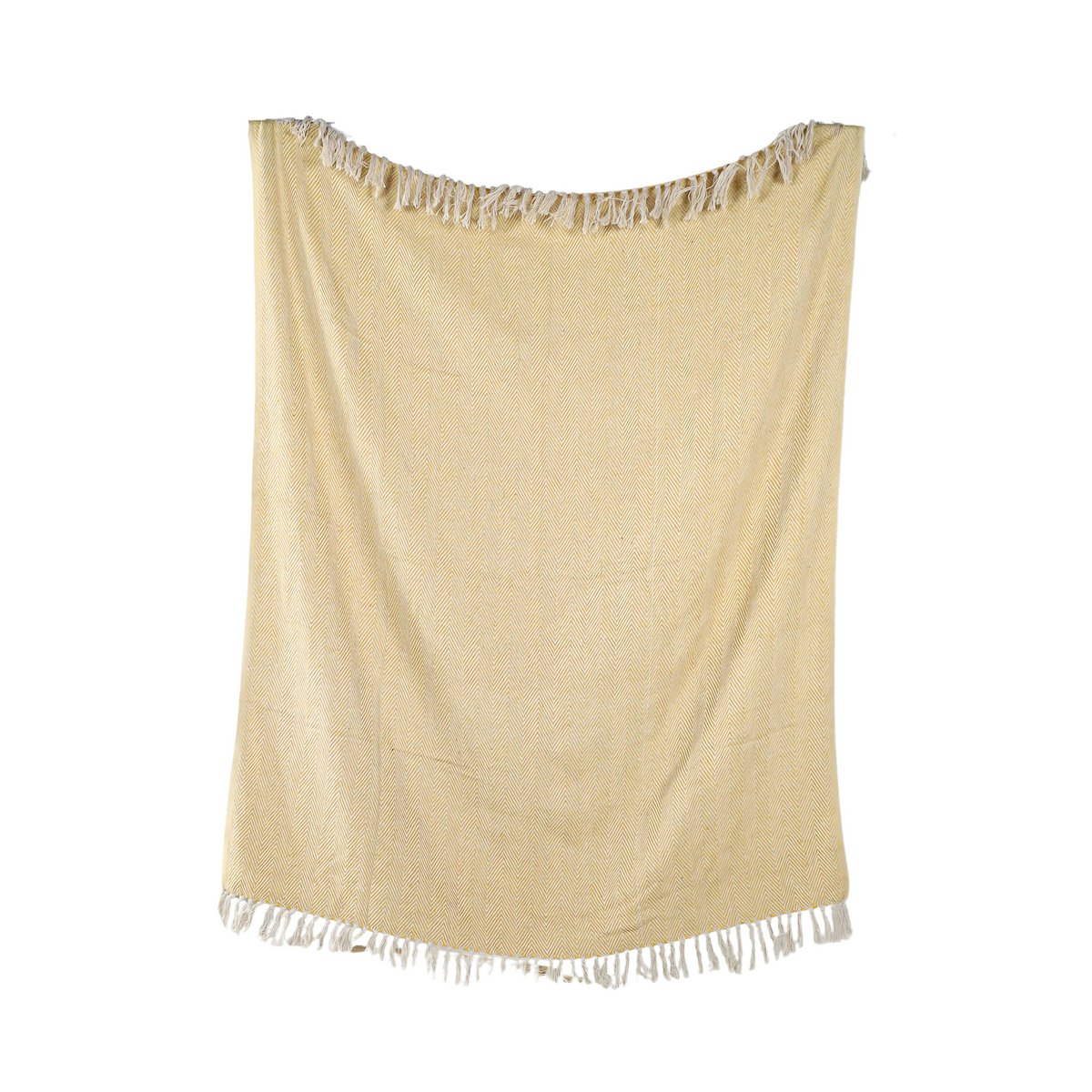 Mustard Yellow Plaid / Sofa Throw – Cozy Design with Fringes – 125×150 cm – Urbane Hide Urbane Hide
