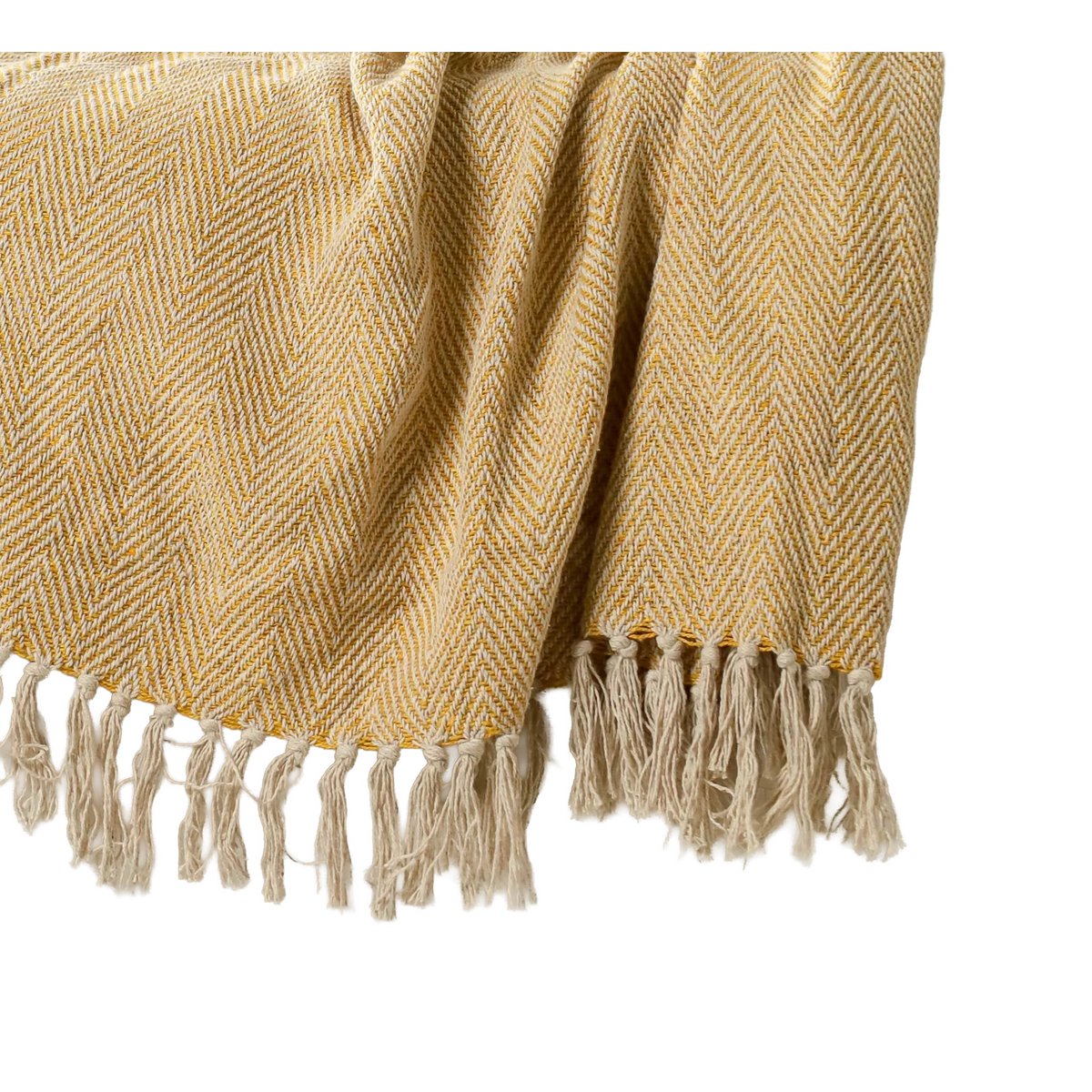 Mustard Yellow Plaid / Sofa Throw – Cozy Design with Fringes – 125×150 cm – Urbane Hide Urbane Hide