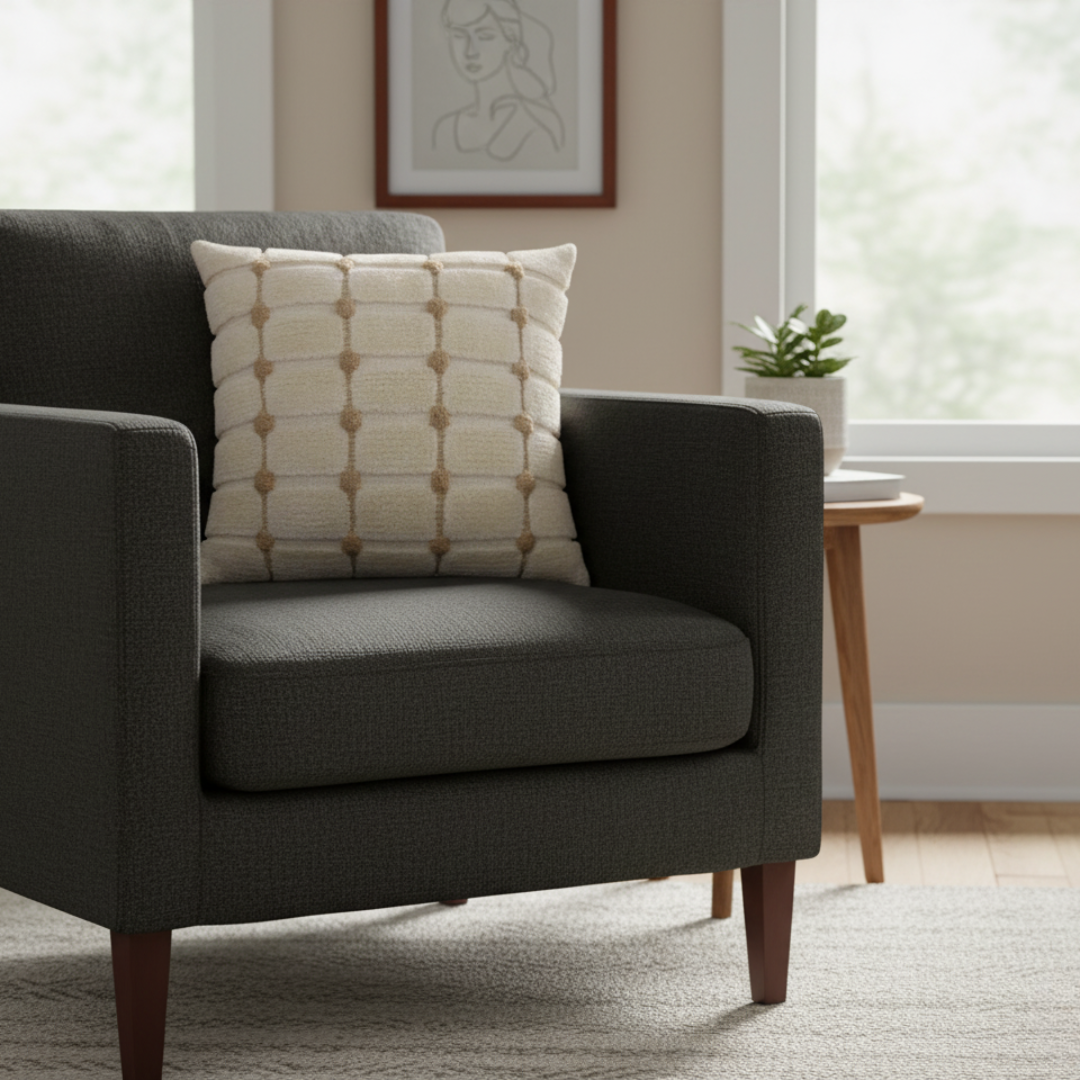 Natural Cream – Cushion Cover / Kussenhoes – Tufted Check Pattern – 45×45 cm – Urbane Hide Urbane Hide