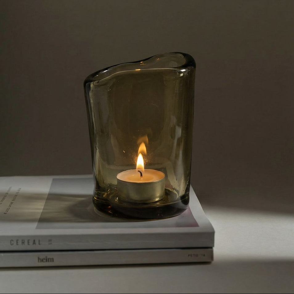 Nocturne waxinelichthouder – Charcoal lavaglas – L Bazar Bizar Living