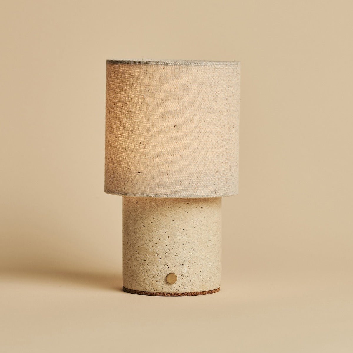 Onoda Beige / Travertino Classico - Travertine oplaadbare tafellamp - met linnen verwisselbare lampenkap en oplaadbaar ontwerp Tavellio - Amsterdam