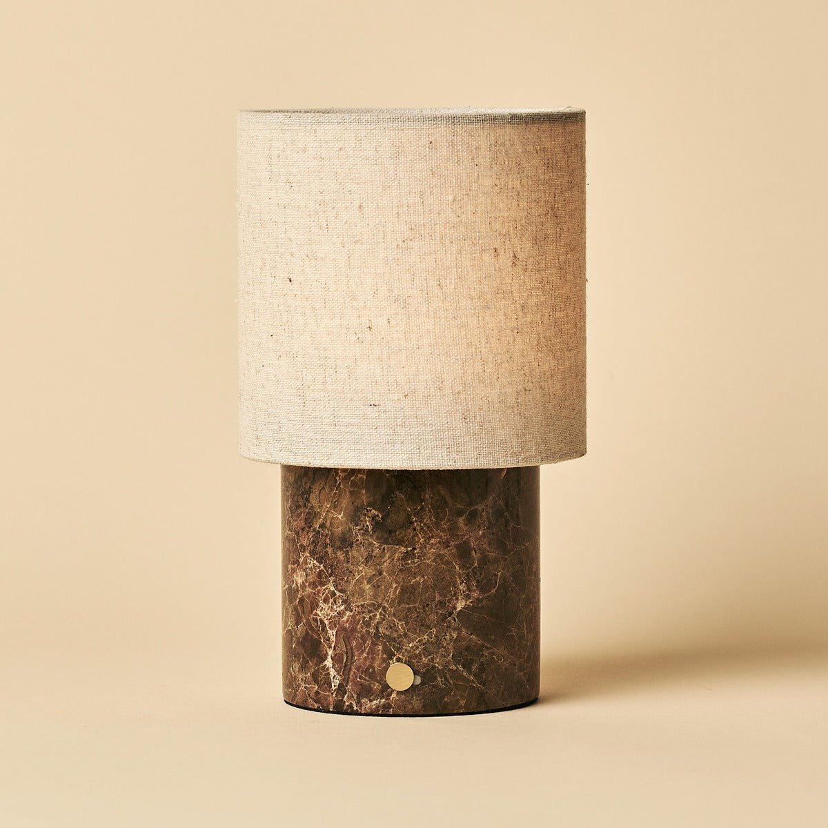 Onoda Brown / Emperador Dark - Marmeren oplaadbare tafellamp - met linnen verwisselbare lampenkap en oplaadbaar ontwerp Tavellio - Amsterdam