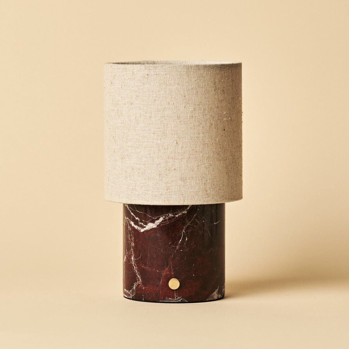 Onoda rood / rosso levanto - marmeren oplaadbare tafellamp - met linnen verwisselbare lampenkap en oplaadbaar ontwerp Tavellio - Amsterdam