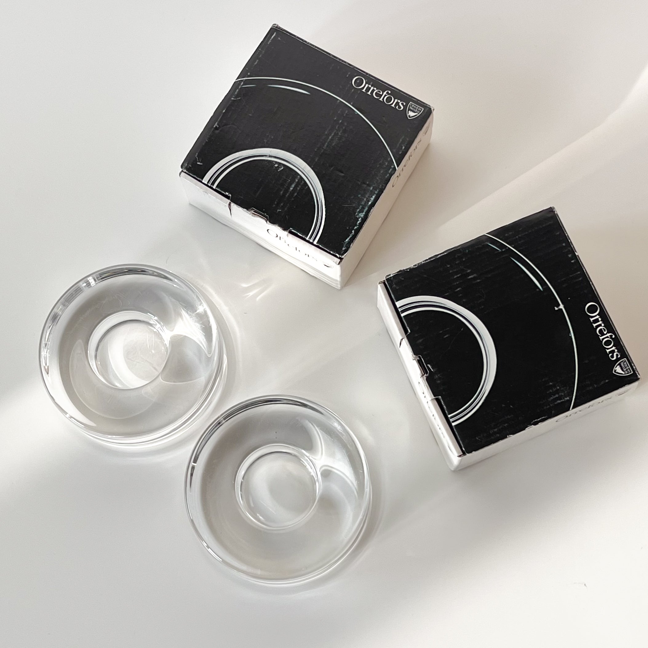 orrefors puck theelichthouders 97 mm – set van 2 - pre-loved Noii HOME