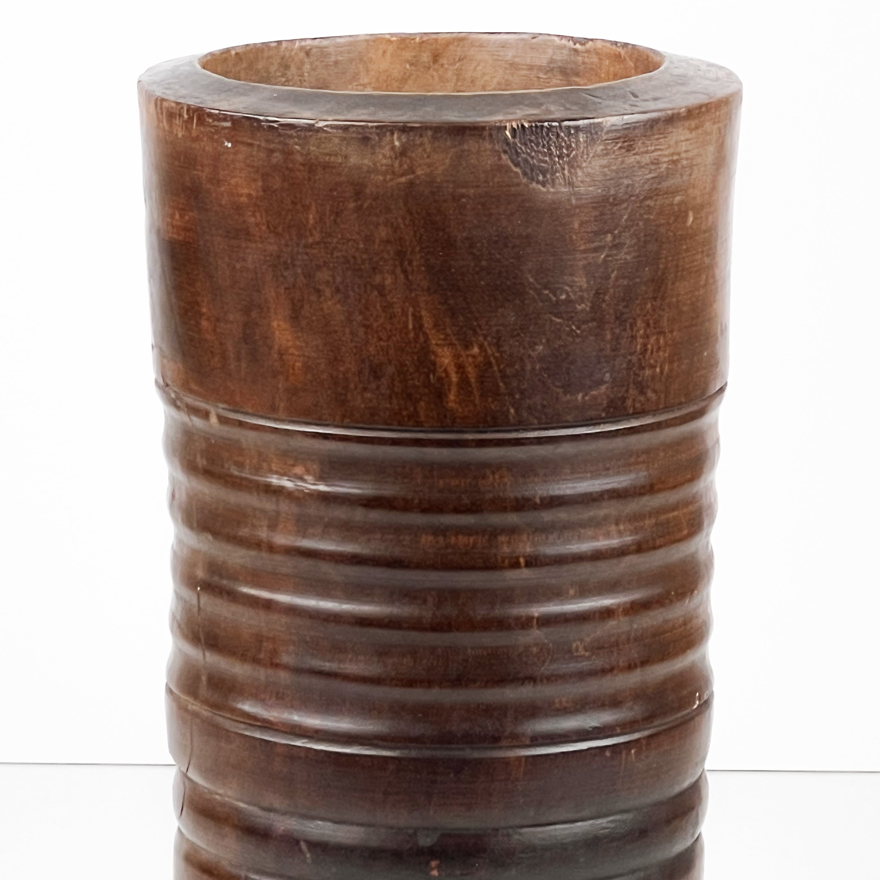 oude houten mortier vaas – massief hout – rustiek - pre-loved Noii HOME