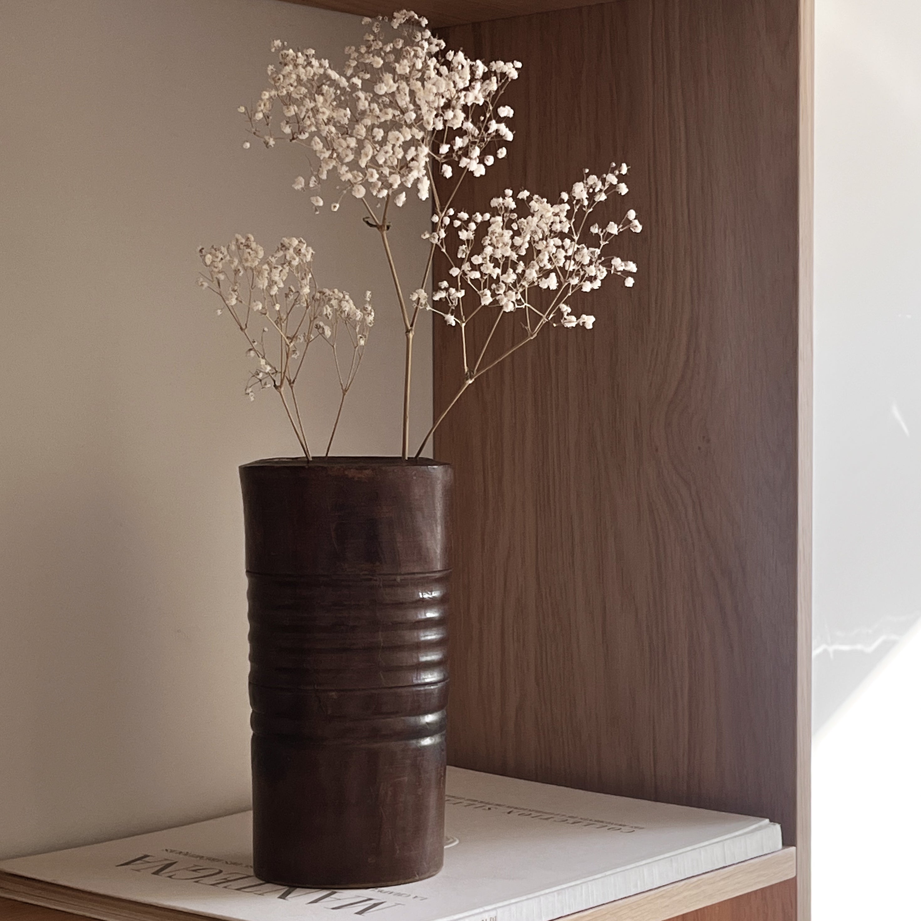 oude houten mortier vaas – massief hout – rustiek - pre-loved Noii HOME