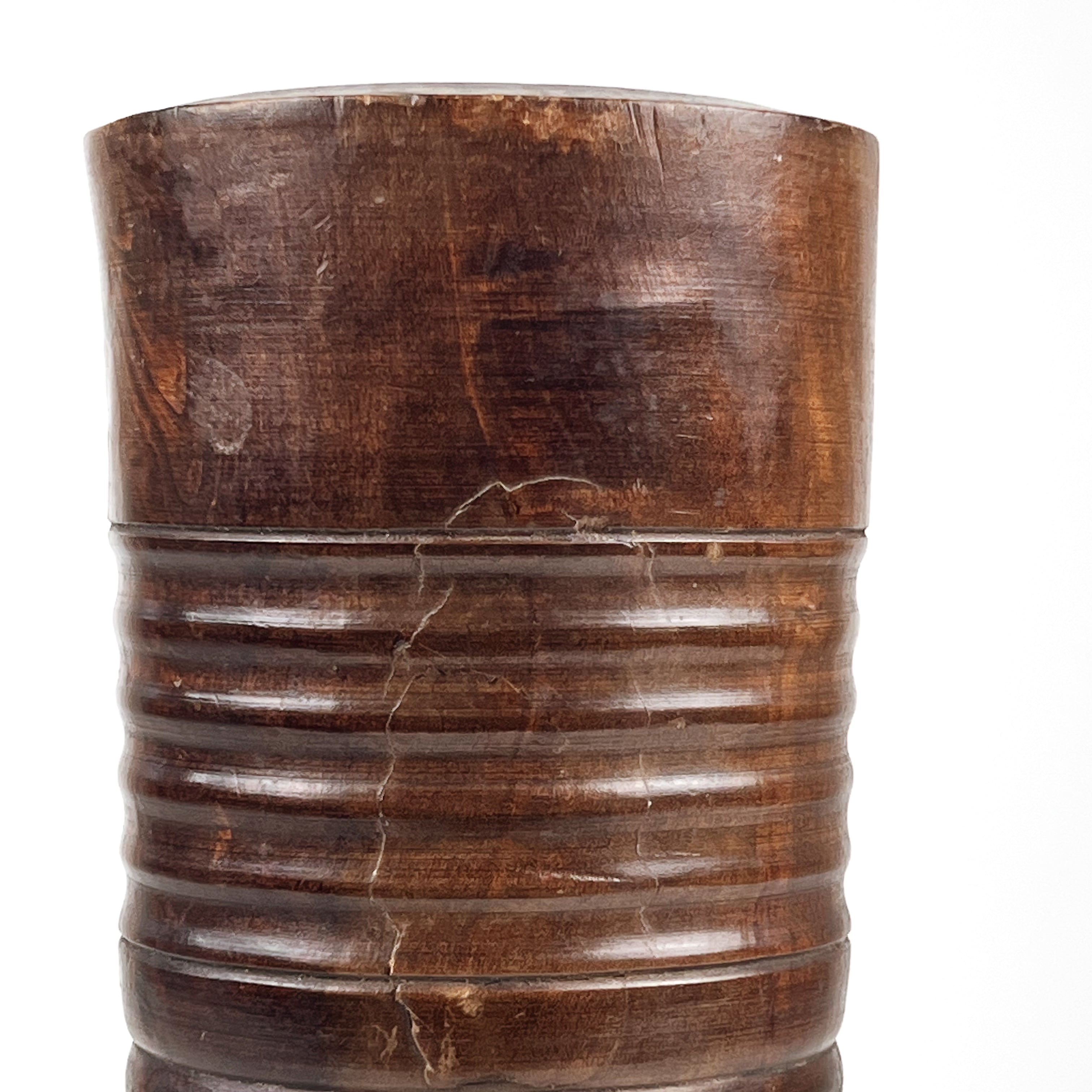oude houten mortier vaas – massief hout – rustiek - pre-loved Noii HOME