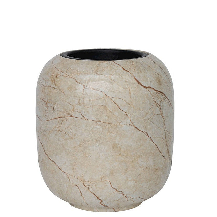 Plantenpot Lampang – beige marble – 2 maten Lampang glossy beige marble Ø43,5 x H48 cm Vase The World