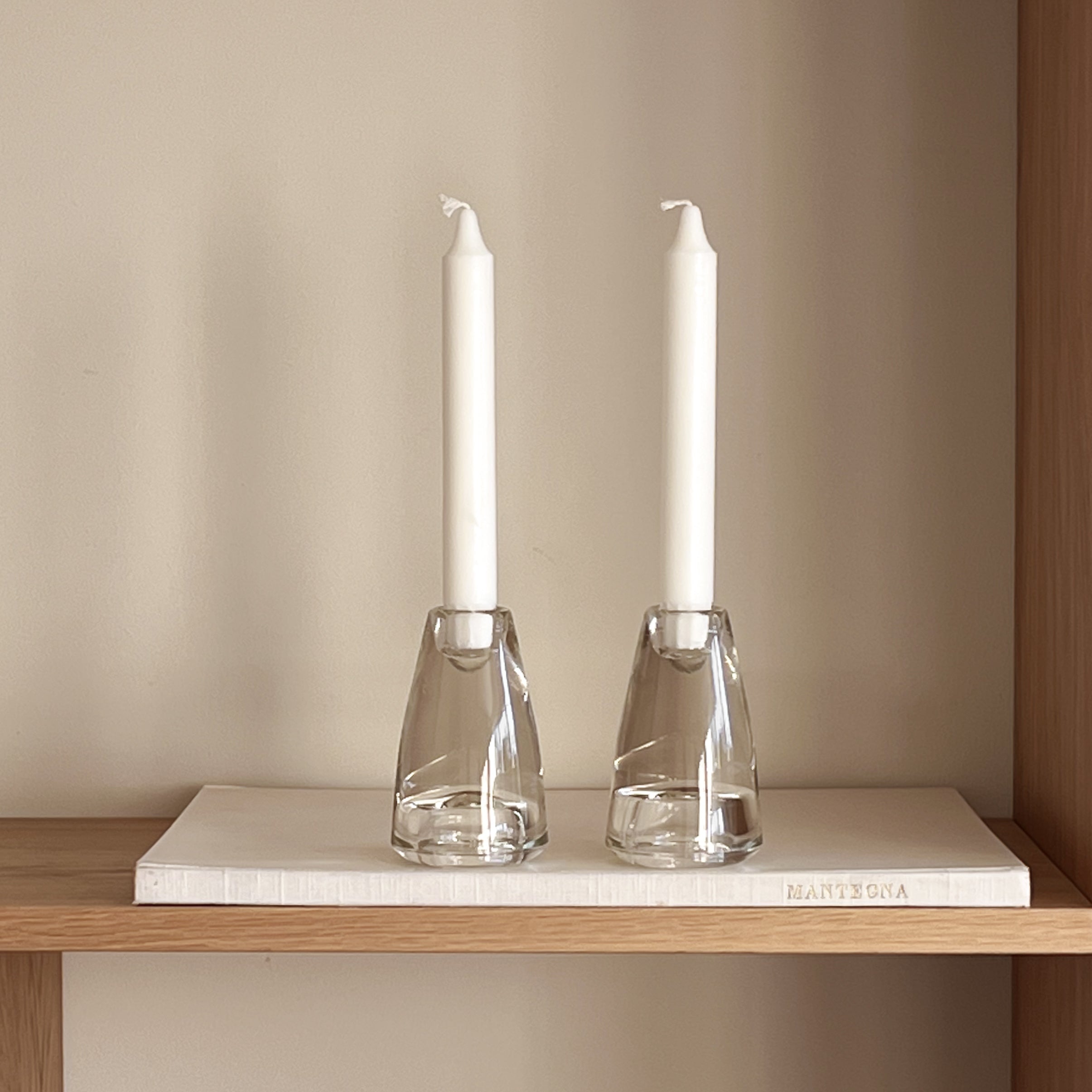 pre-loved glazen kandelaars – set van 2 – massief glas Noii HOME