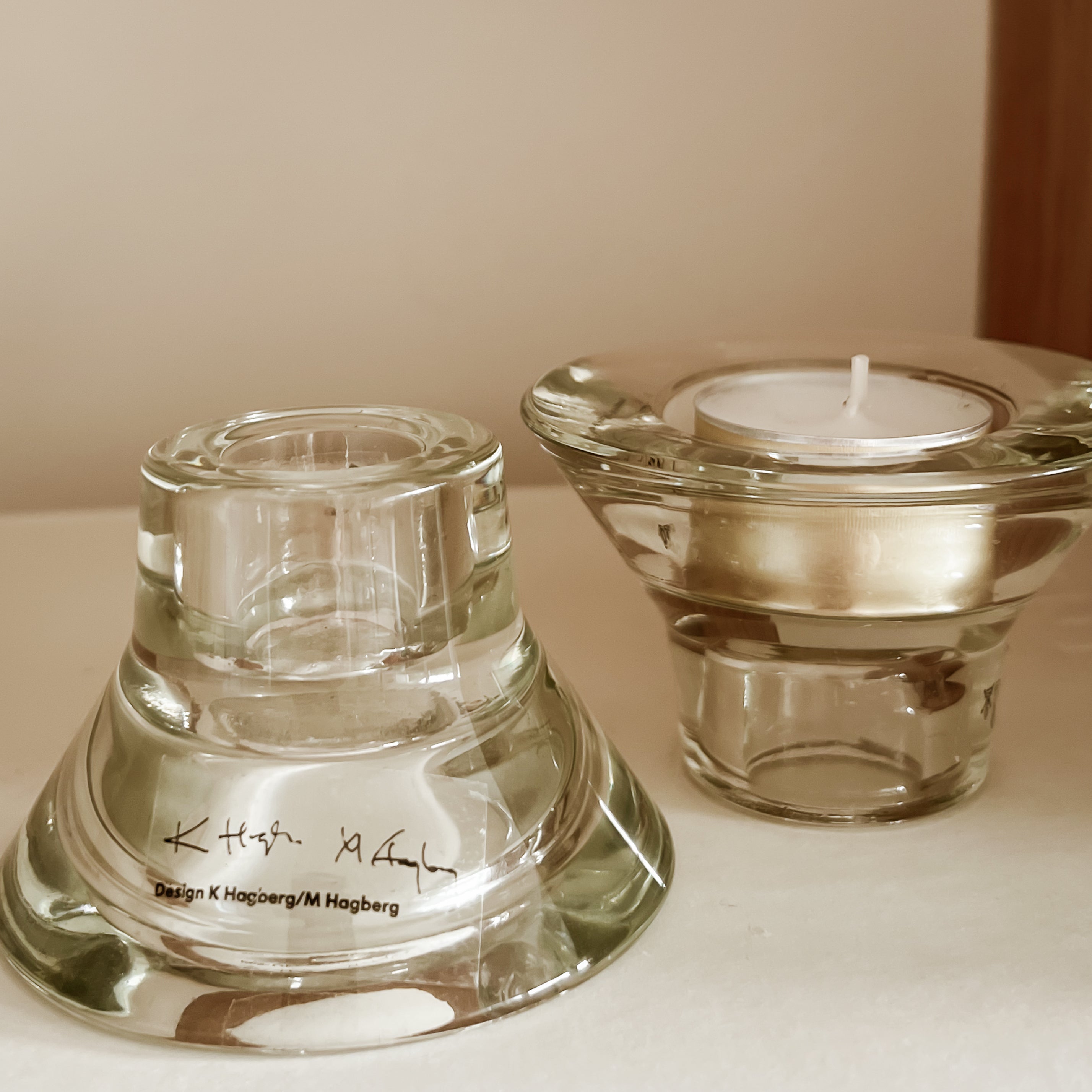 pre-loved - omkeerbare waxinelichthouder - kandelaar - Knut & Marianne Hagberg | Iconisch Scandinavisch Design in Glas Noii HOME