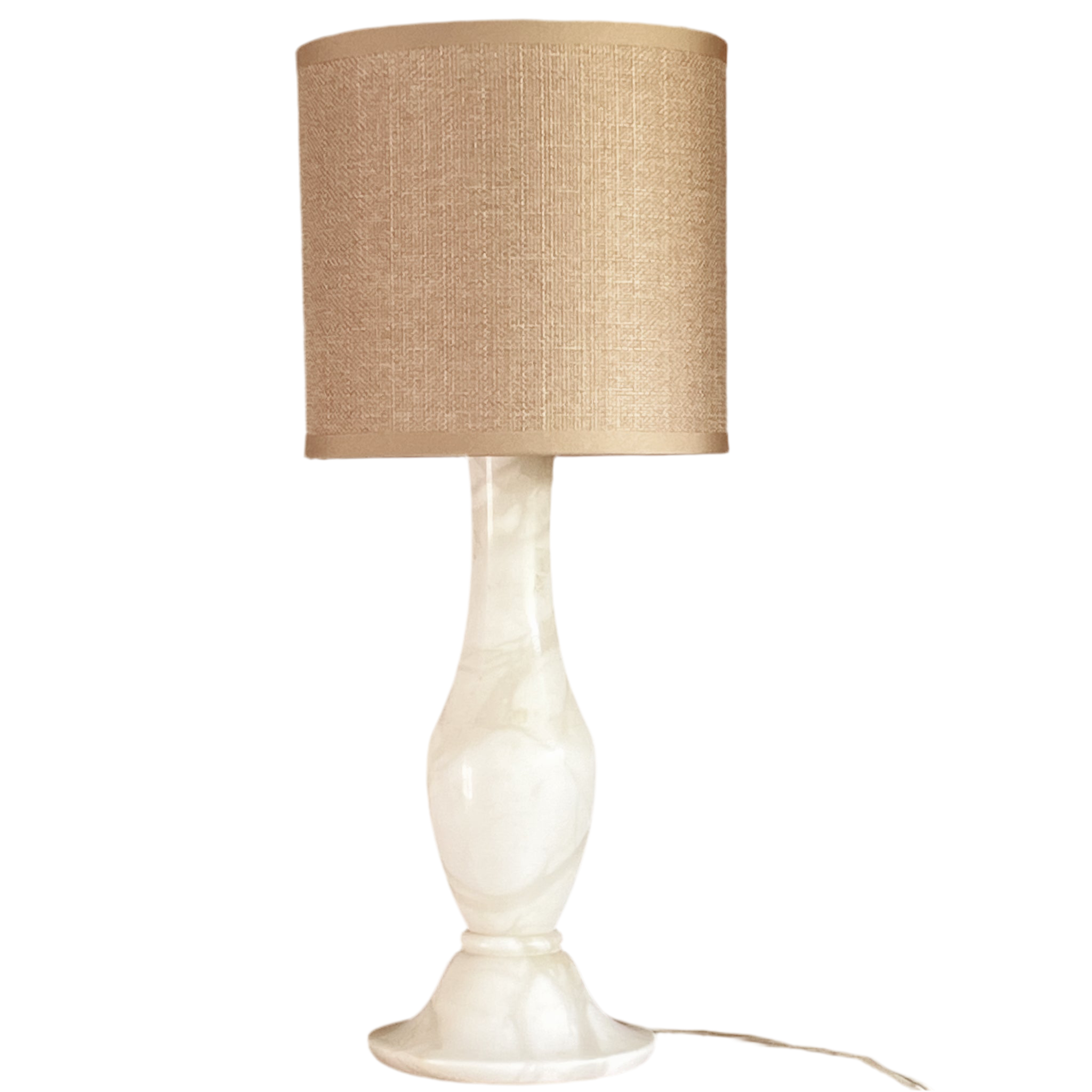 pre-loved - tafellamp - albast - linnen look kap beige Noii HOME