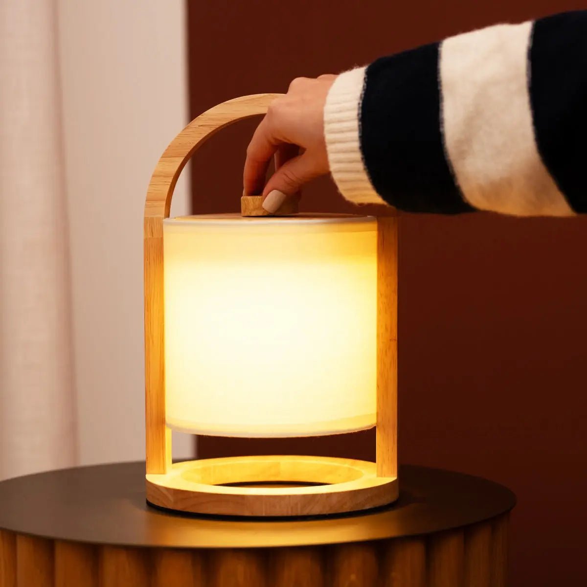River Light Bruine Houten Oplaadbare Lamp – Dimbaar & Snoerloos Licht Tavellio - Amsterdam