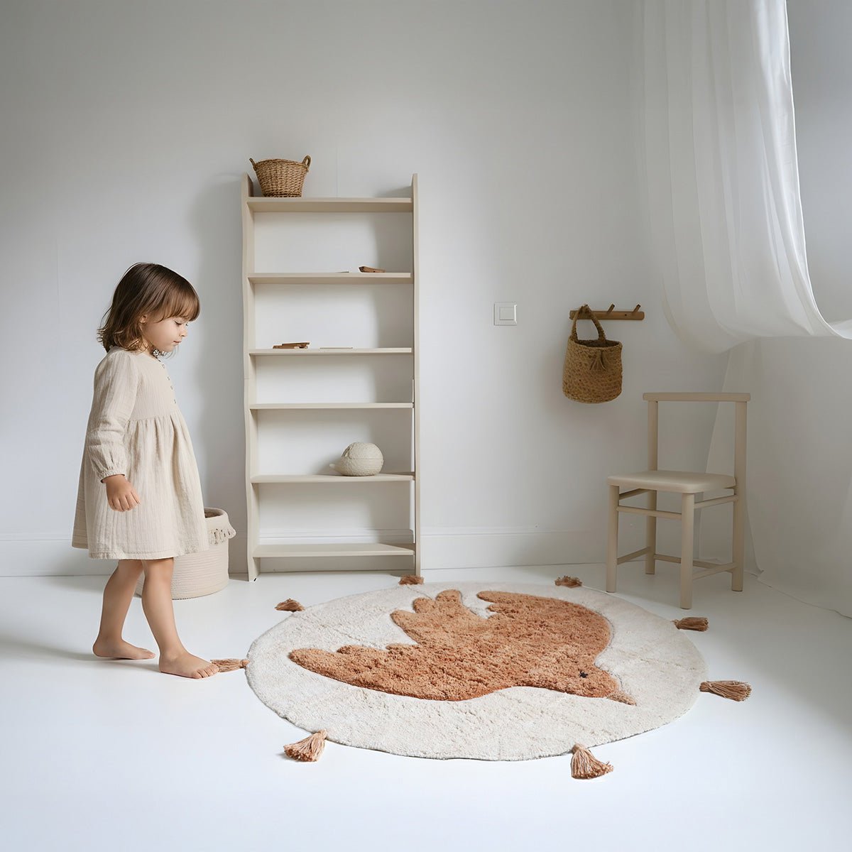 Round Children's Carpet Bohobird "Toast" Nattiot