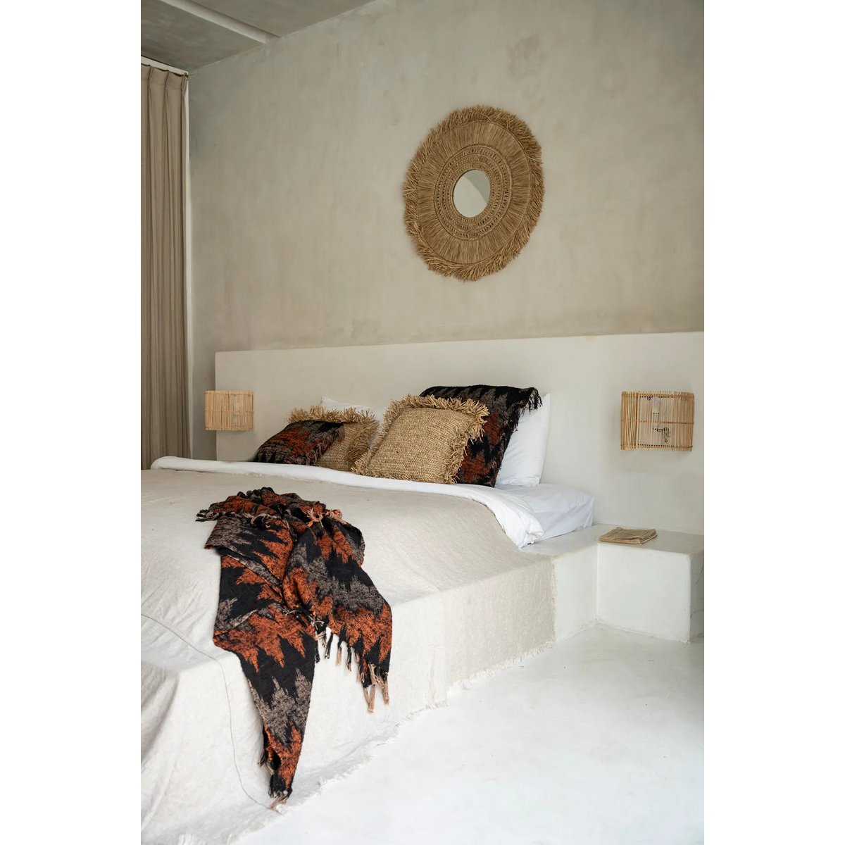 s'il vous Plaid - handgeweven katoenen plaid Zwart-Oranje - 170x130 - Bazar Bizar Bazar Bizar