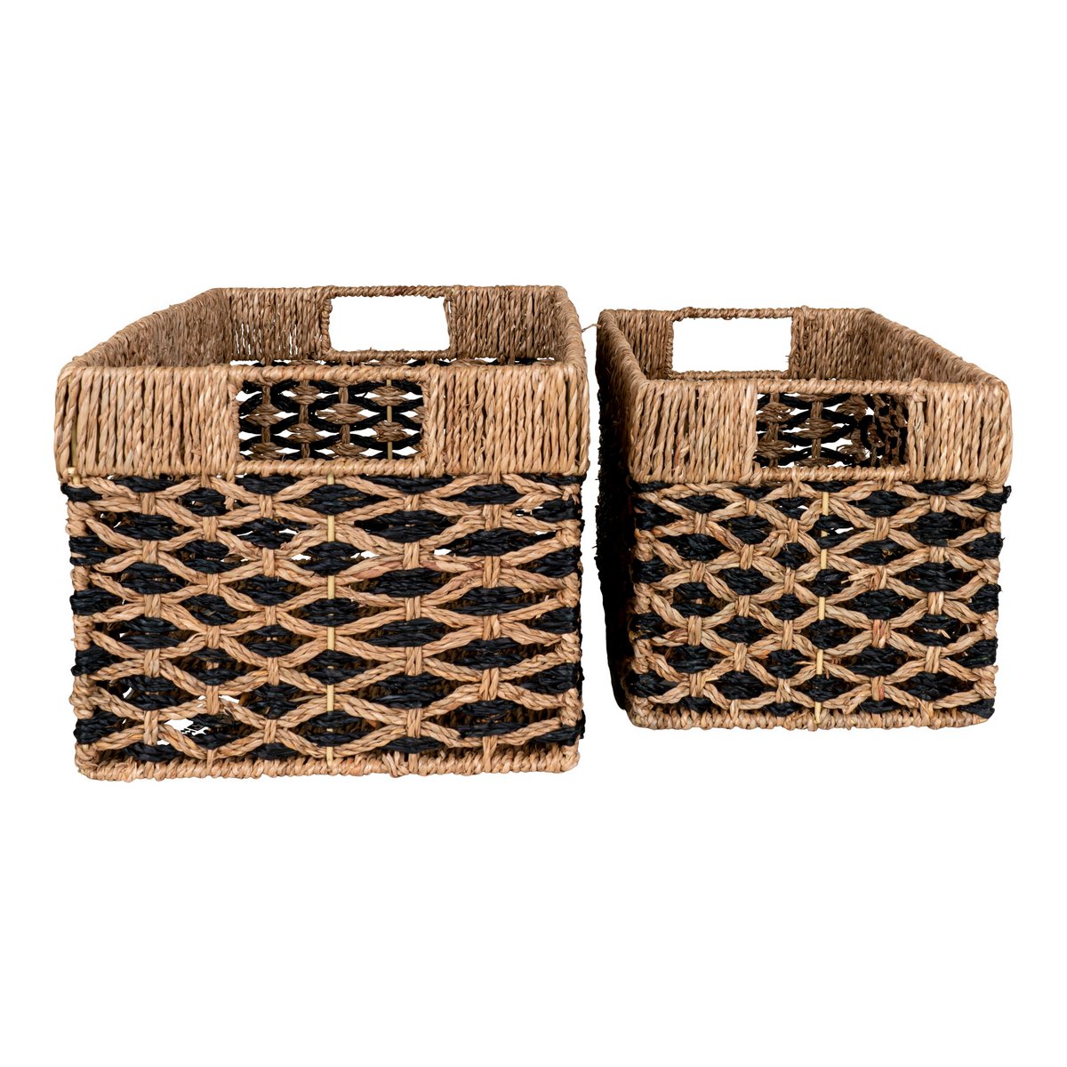 set manden - zeegras - zwart/naturel - rechthoekig - opbergen House Nordic ApS
