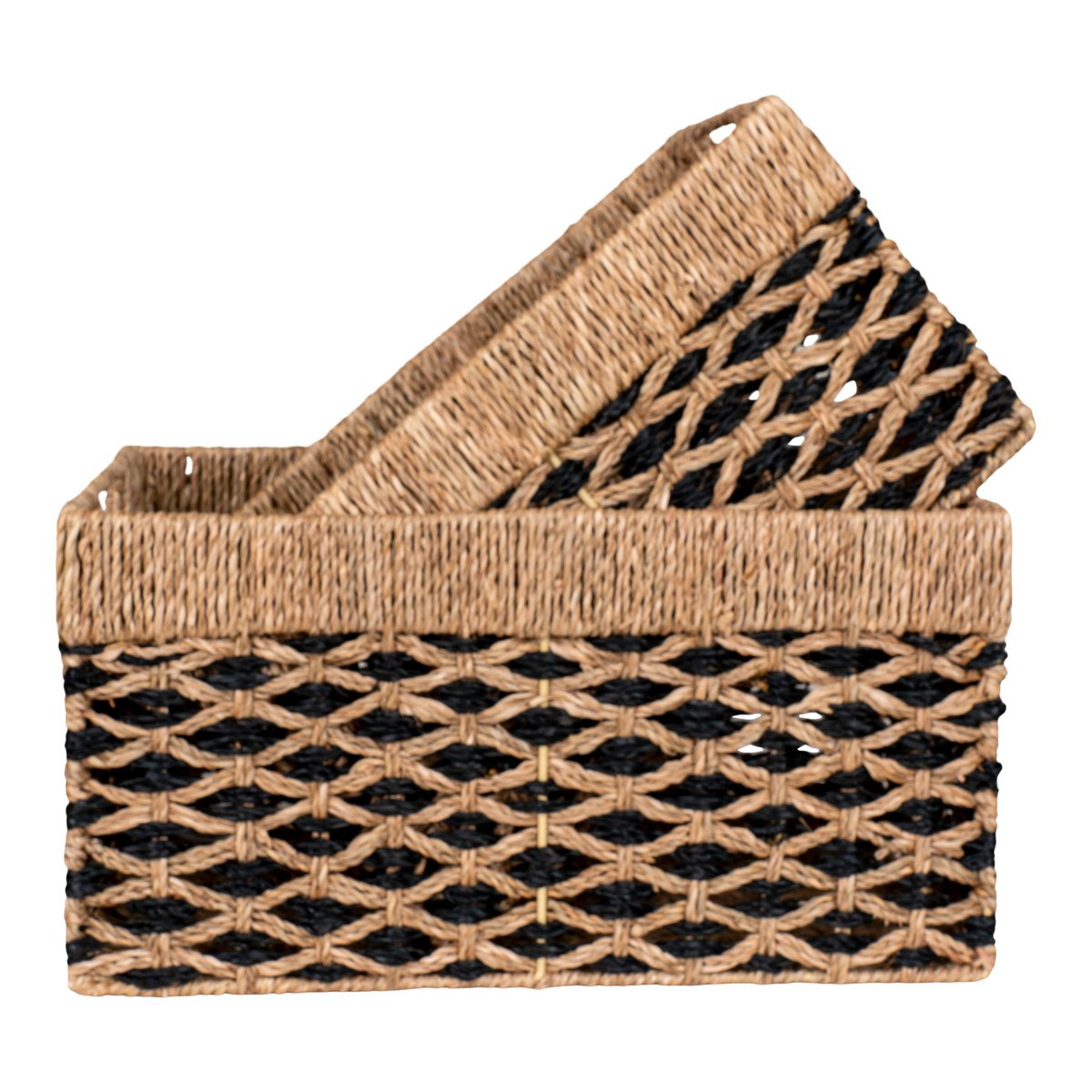 set manden - zeegras - zwart/naturel - rechthoekig - opbergen House Nordic ApS