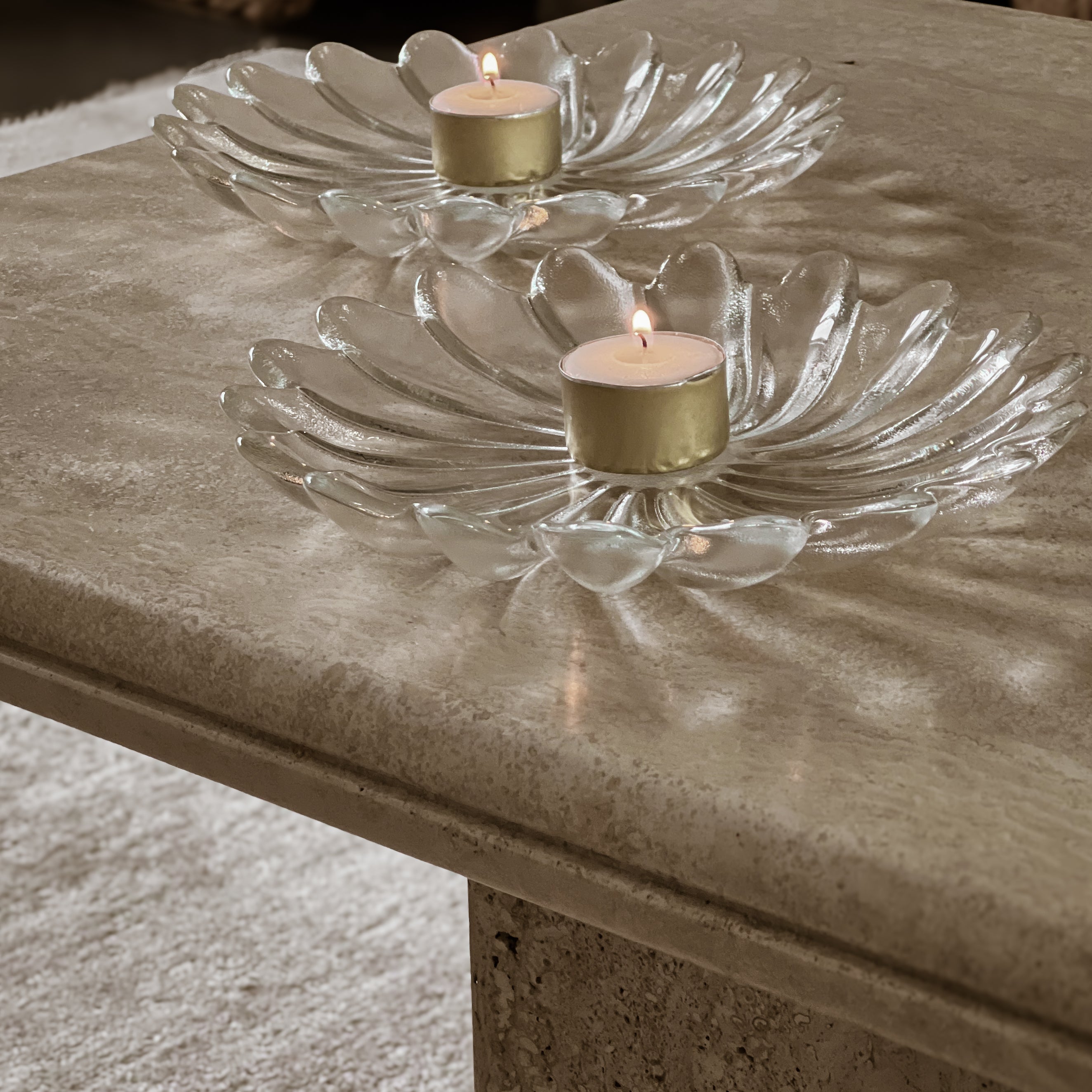 set van 2 glazen bloembordjes – collection liebenstein – walther glas – pre-loved Noii HOME