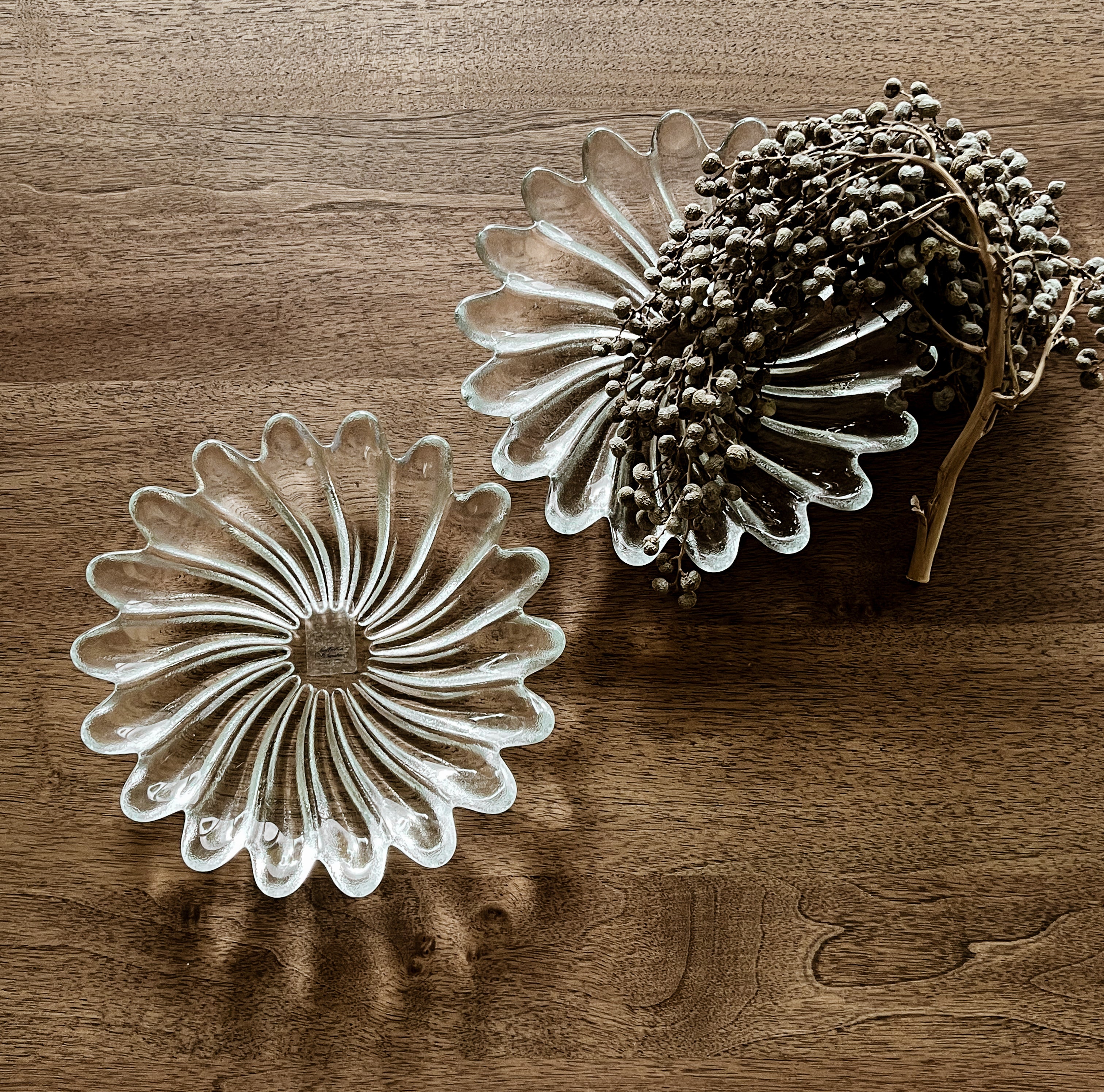 set van 2 glazen bloembordjes – collection liebenstein – walther glas – pre-loved Noii HOME