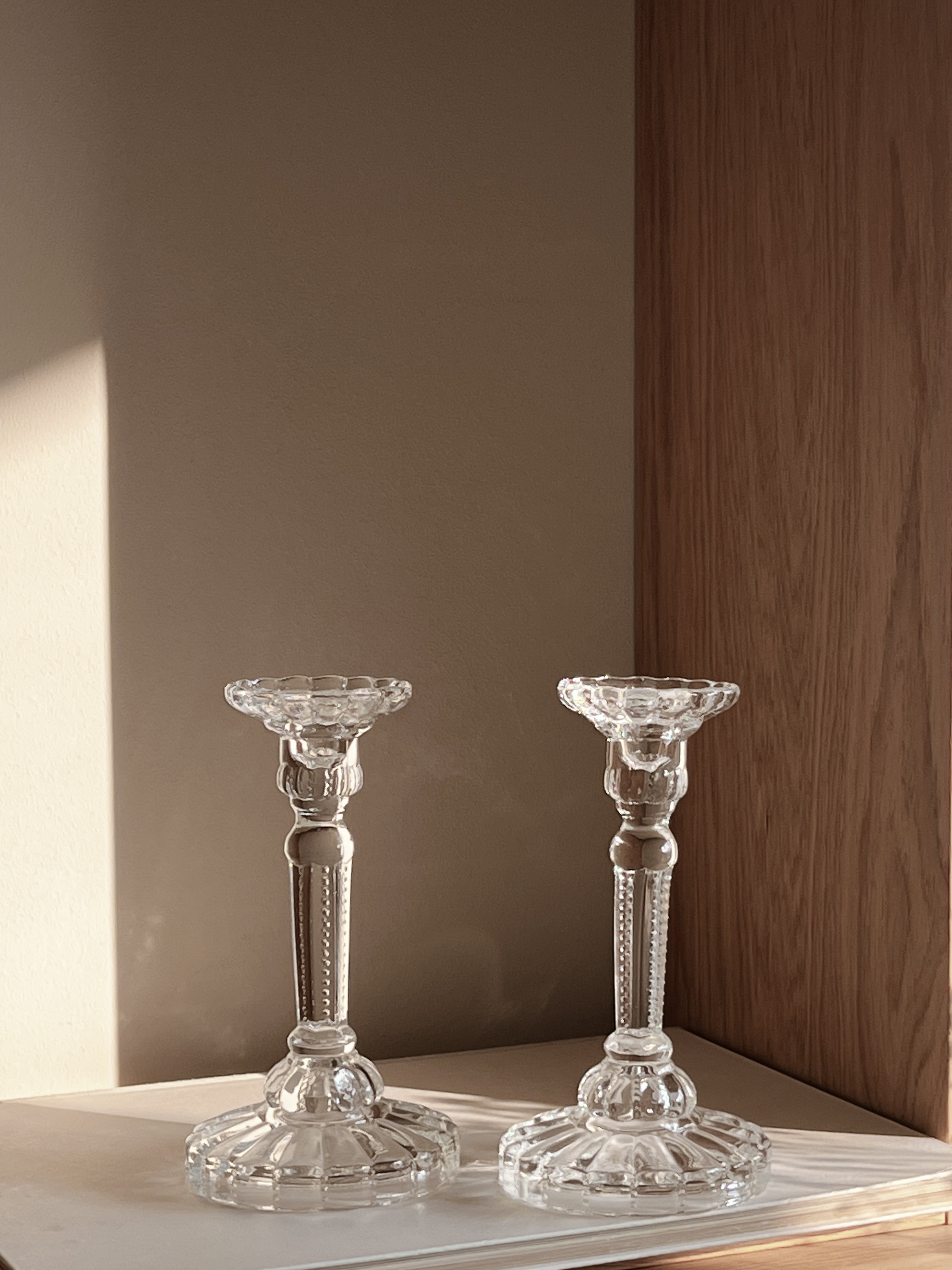 set van 2 glazen kandelaars – vintage Noii HOME