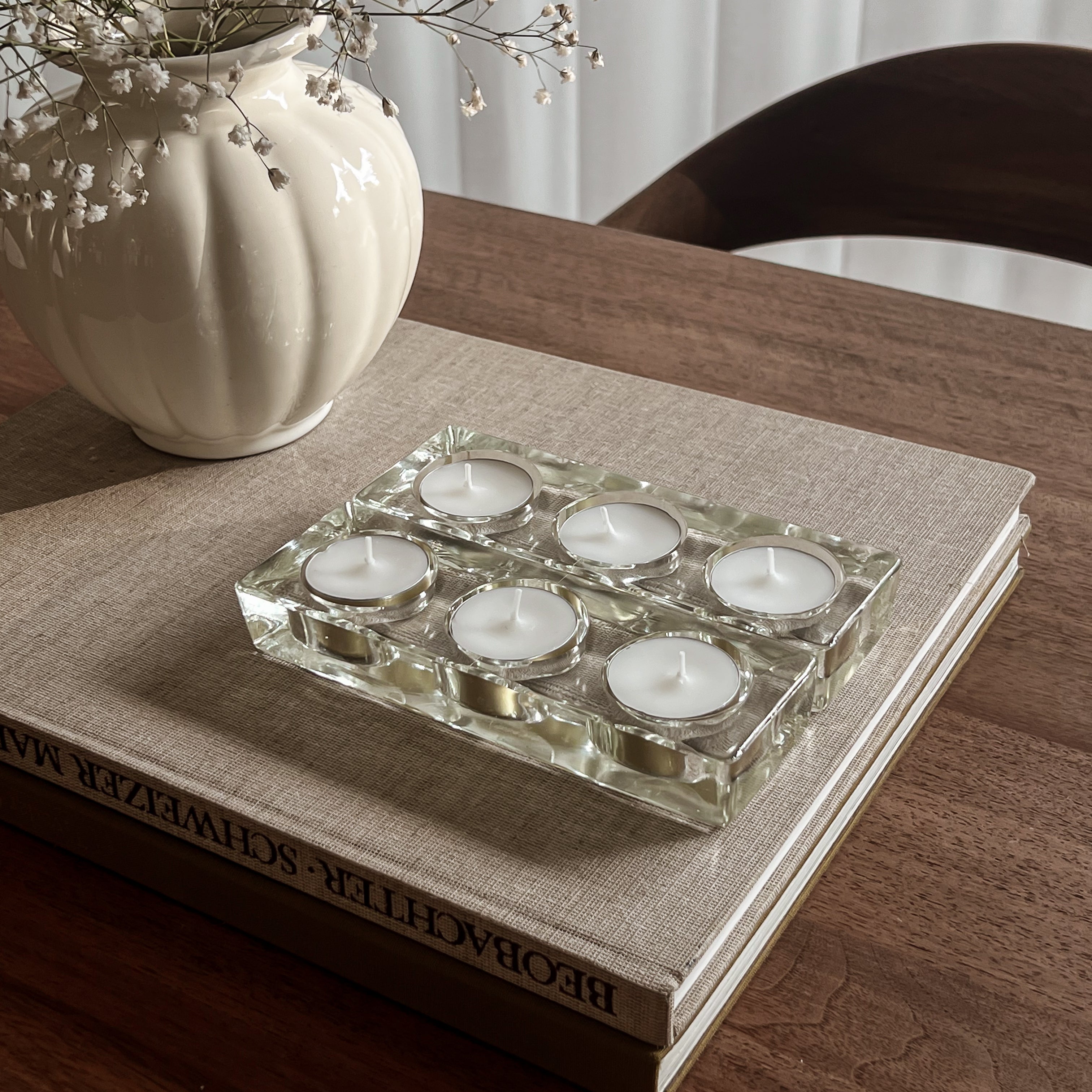 set van 2 pre-loved glazen waxinelichthouders Noii HOME