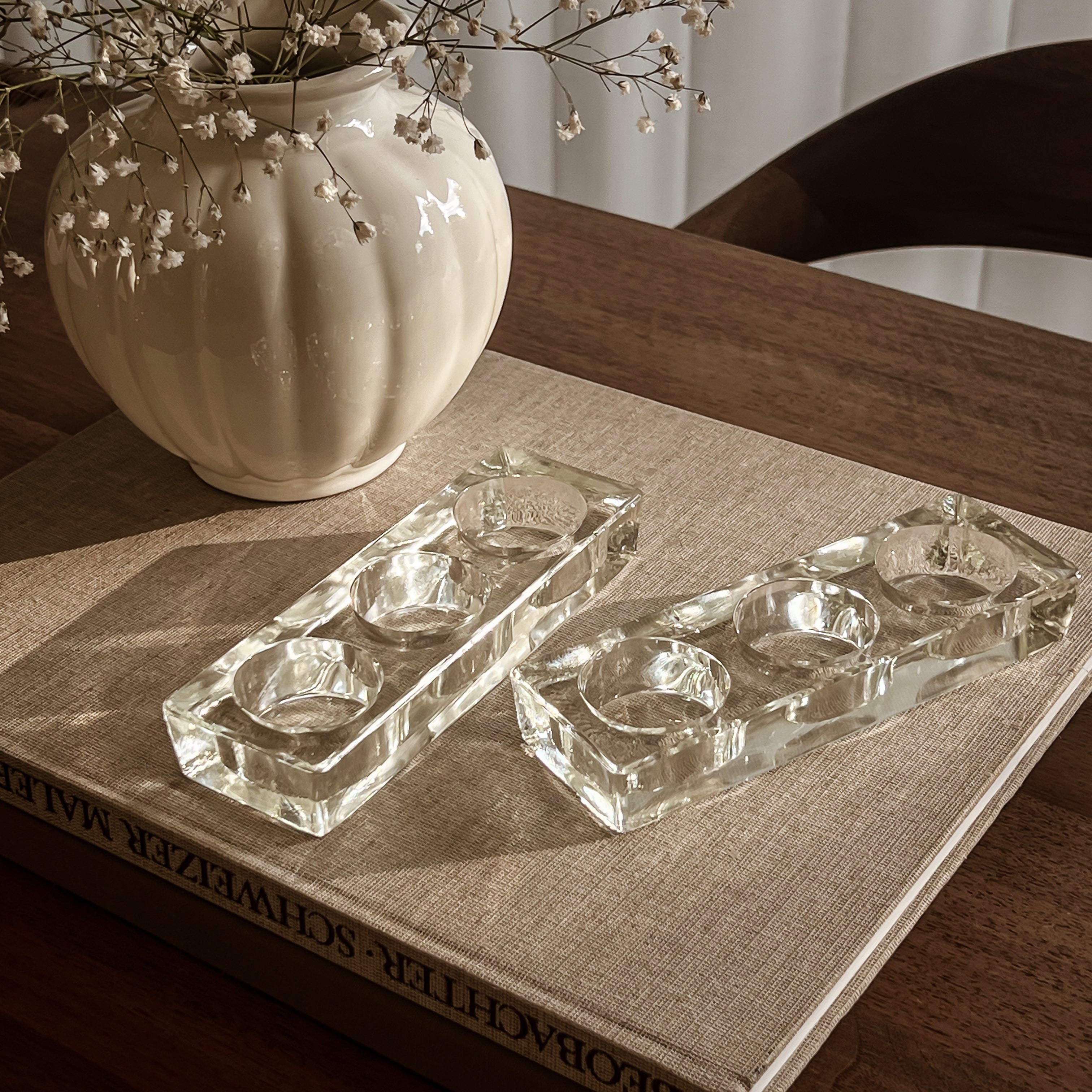 set van 2 pre-loved glazen waxinelichthouders Noii HOME
