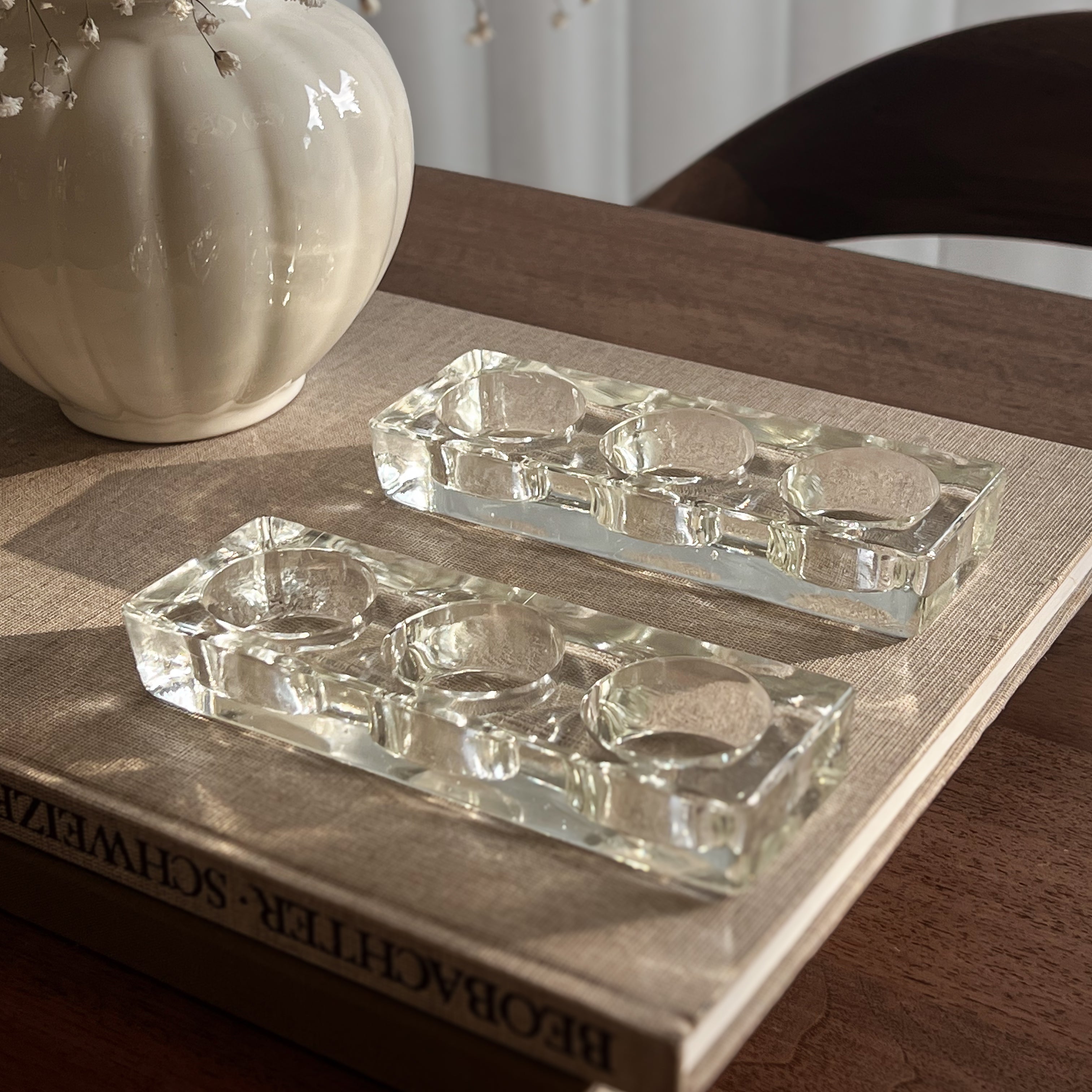 set van 2 pre-loved glazen waxinelichthouders Noii HOME