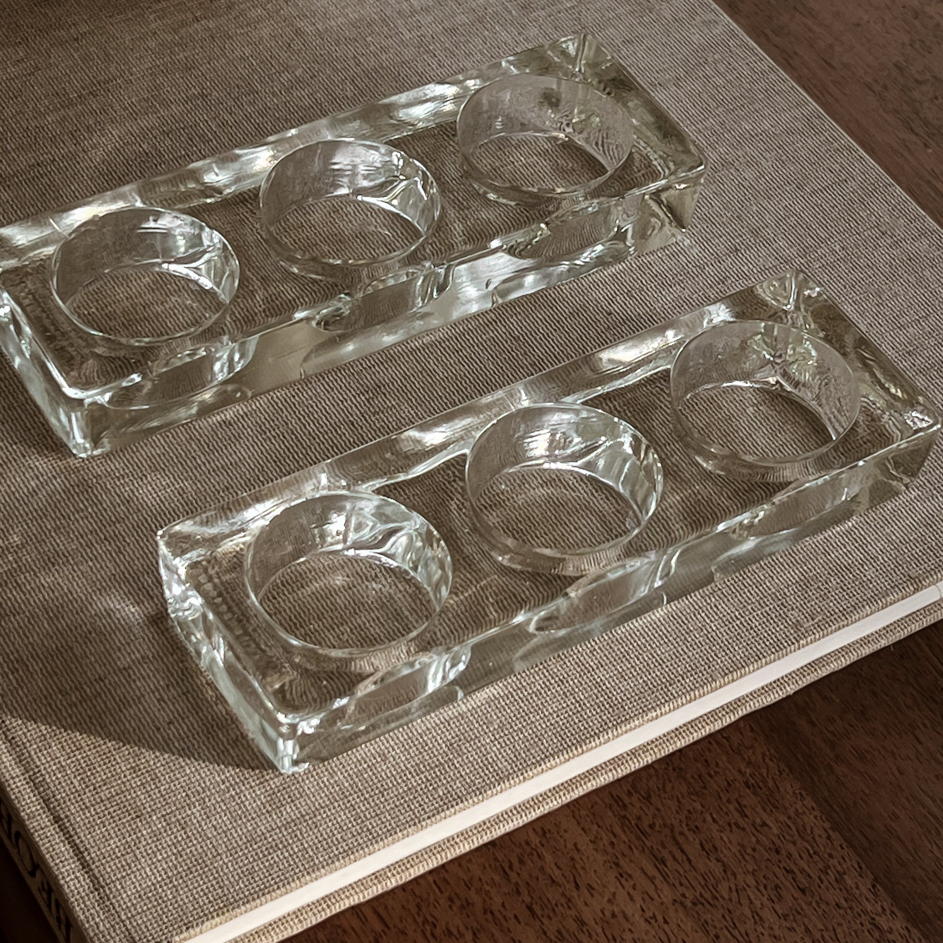 set van 2 pre-loved glazen waxinelichthouders Noii HOME