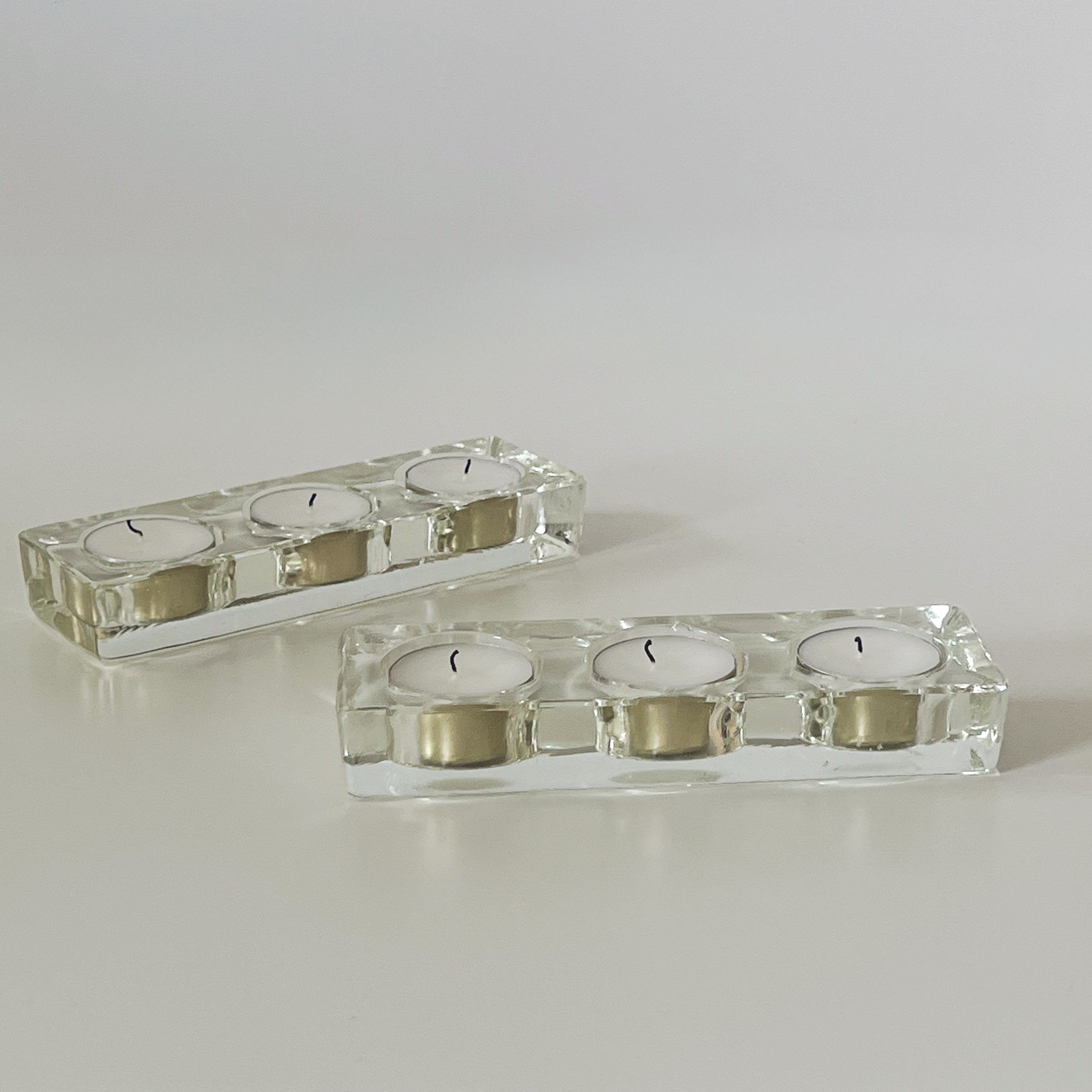 set van 2 pre-loved glazen waxinelichthouders Noii HOME