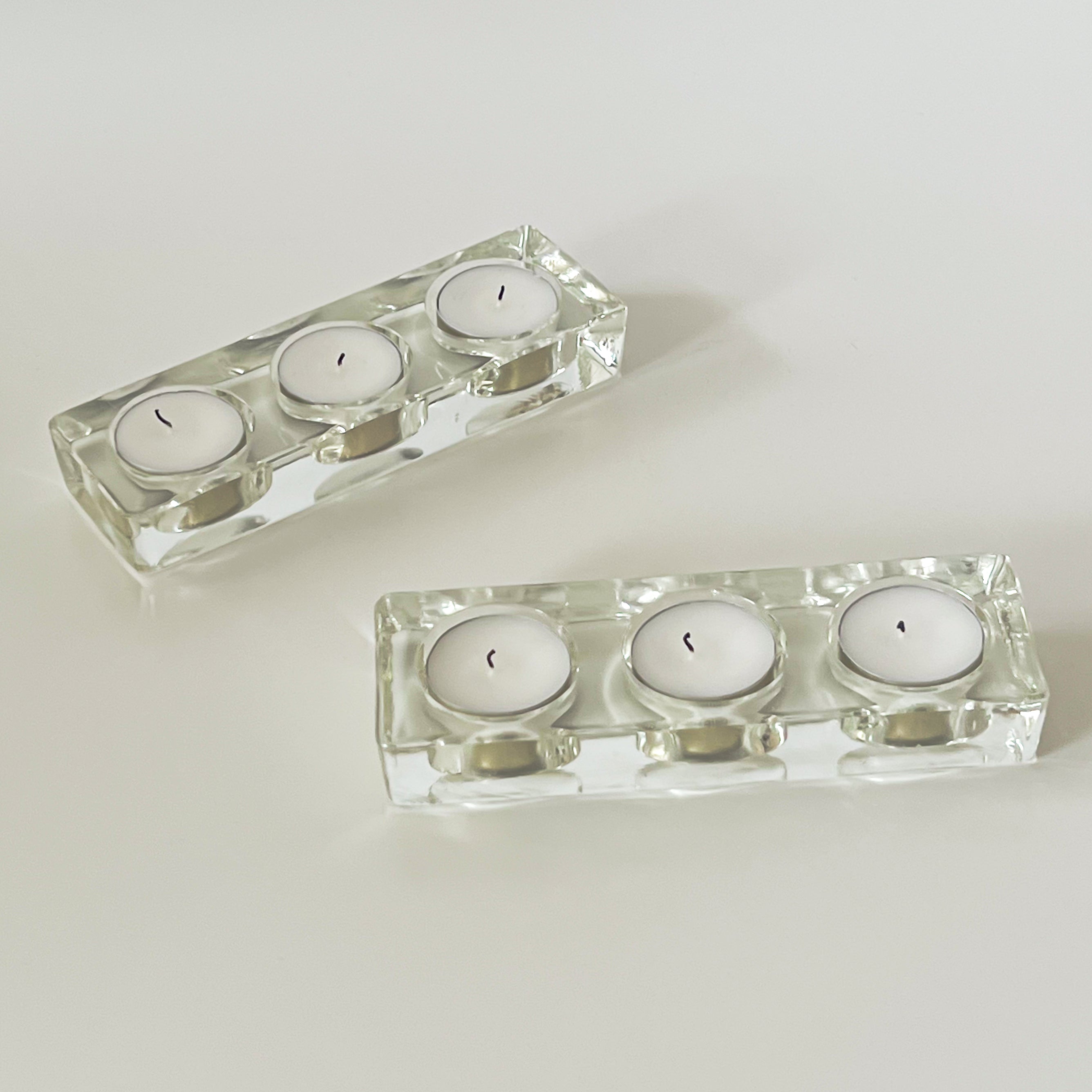 set van 2 pre-loved glazen waxinelichthouders Noii HOME