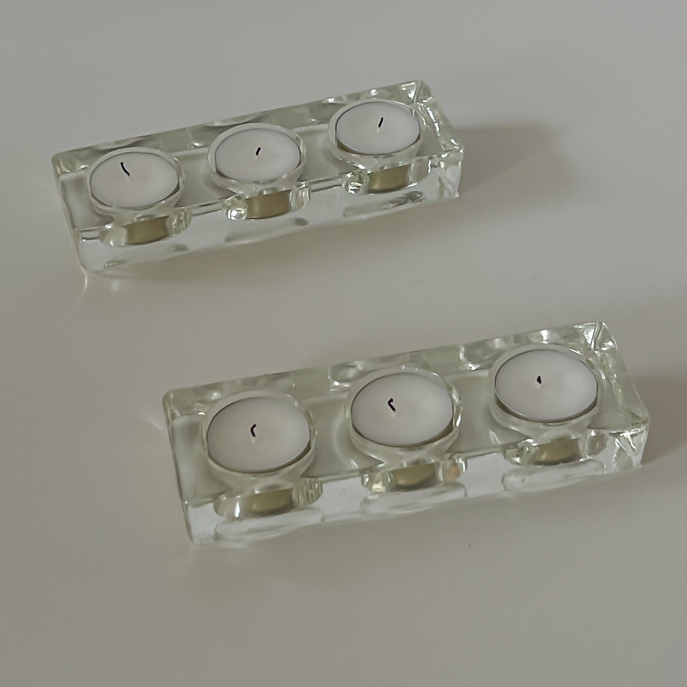 set van 2 pre-loved glazen waxinelichthouders Noii HOME