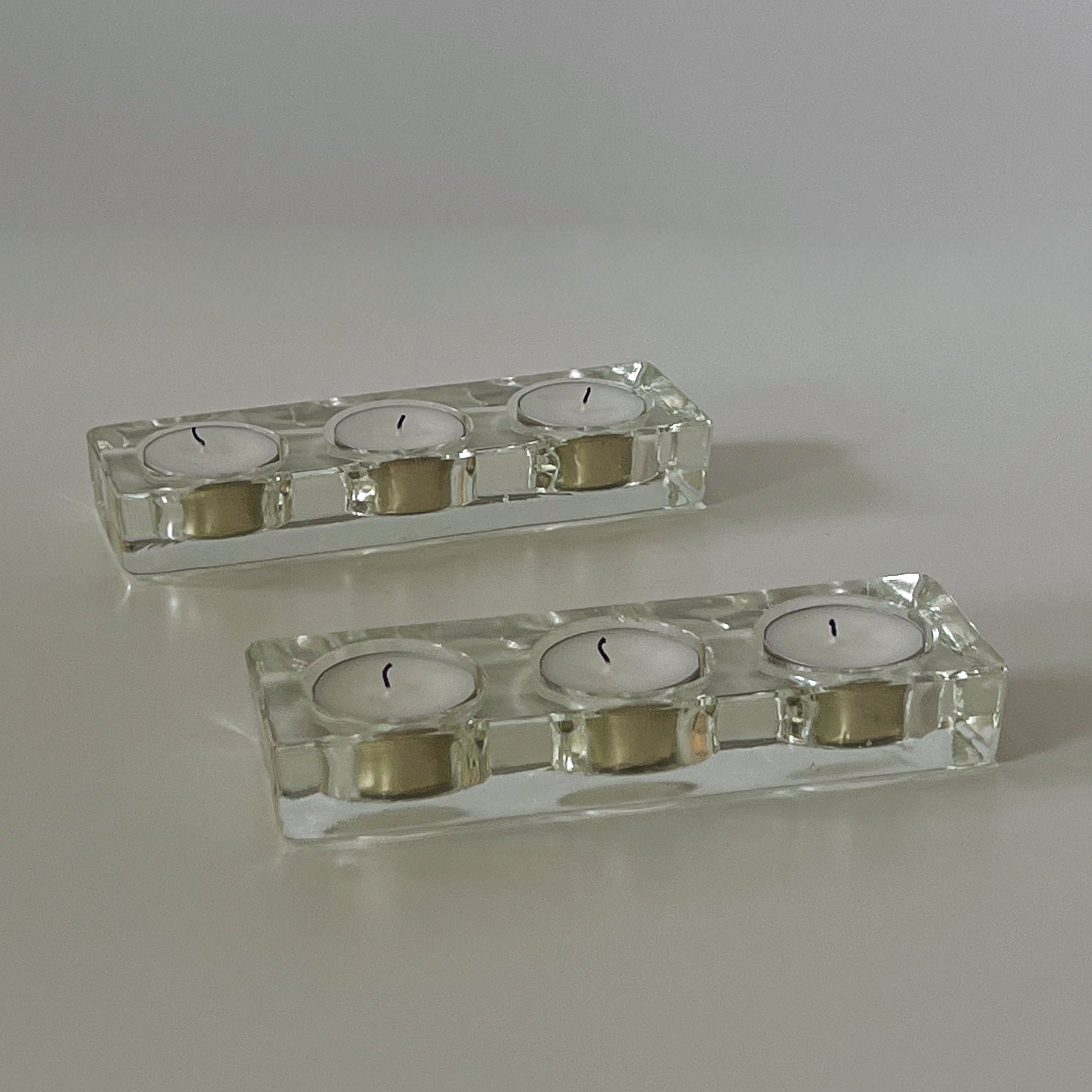 set van 2 pre-loved glazen waxinelichthouders Noii HOME