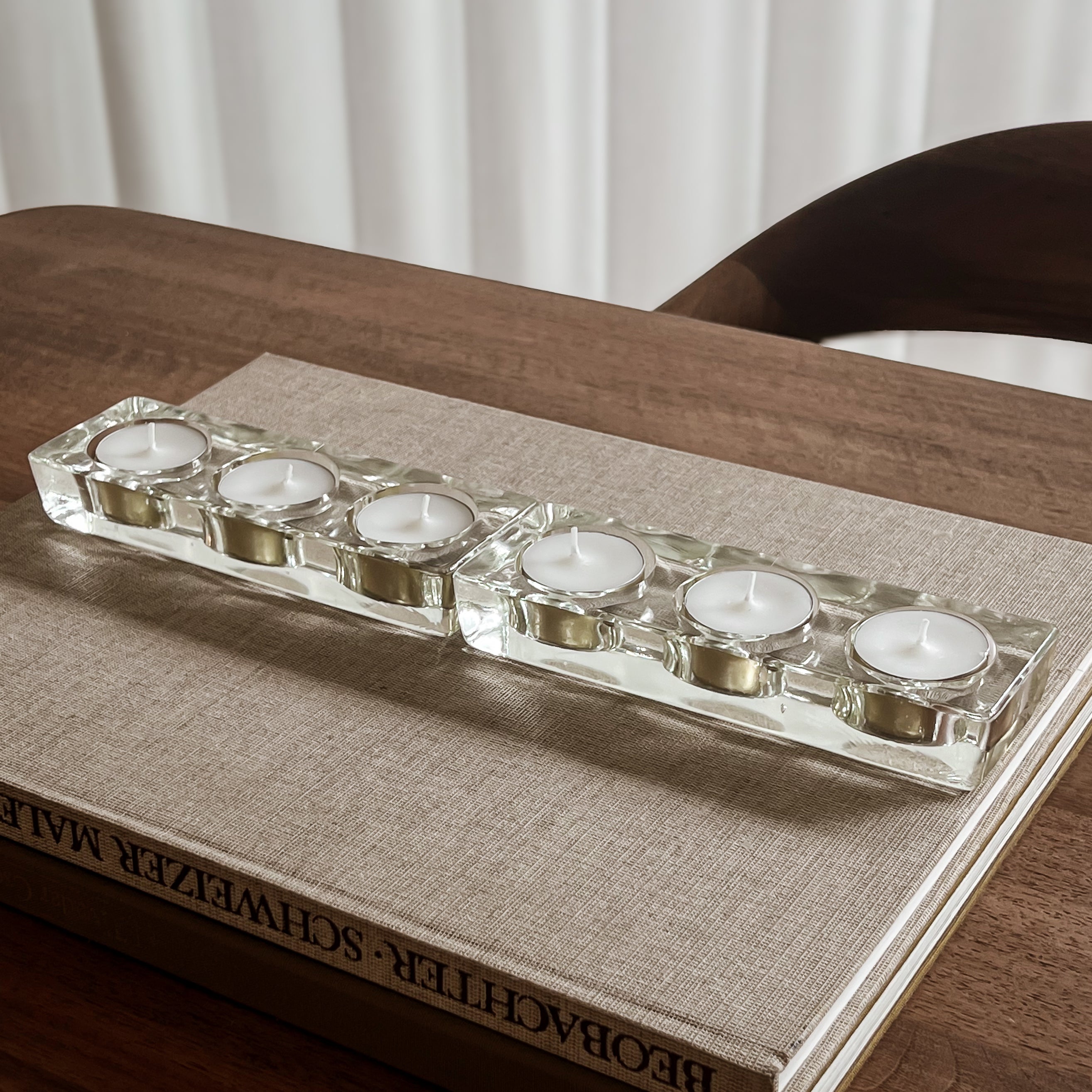 set van 2 pre-loved glazen waxinelichthouders Noii HOME