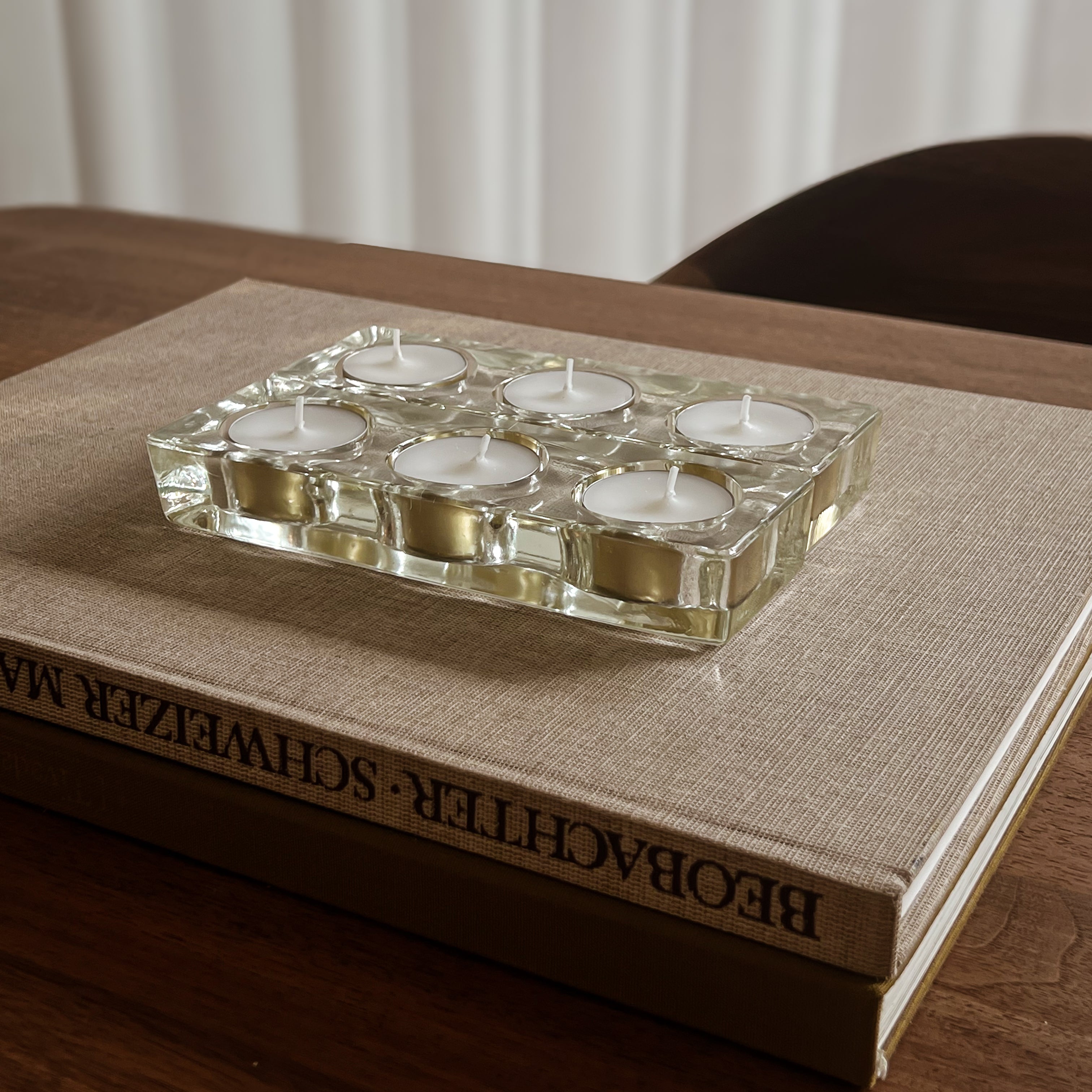 set van 2 pre-loved glazen waxinelichthouders Noii HOME