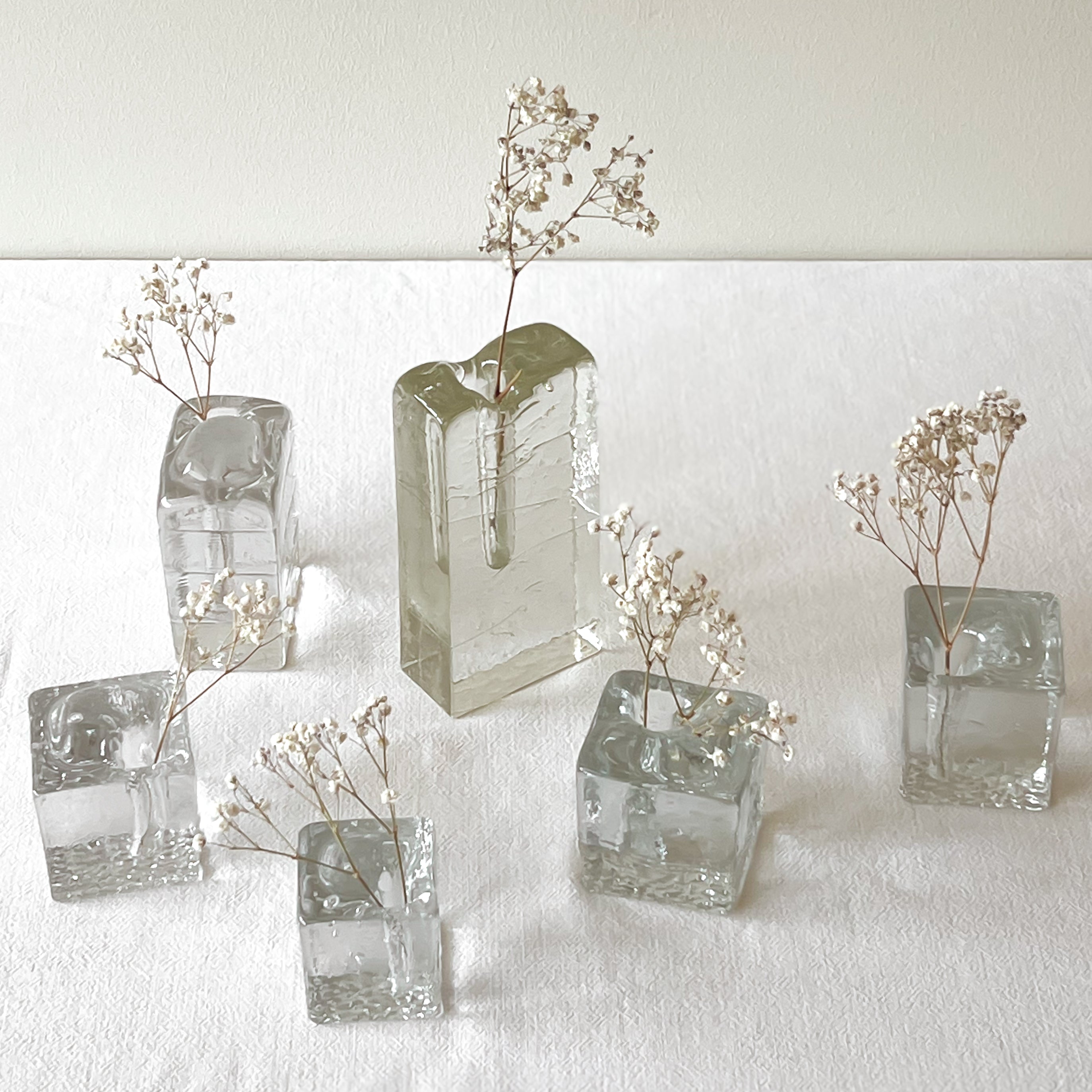 set van 6 vintage glazen vaasjes – kristalglas in annahütte stijl Noii HOME