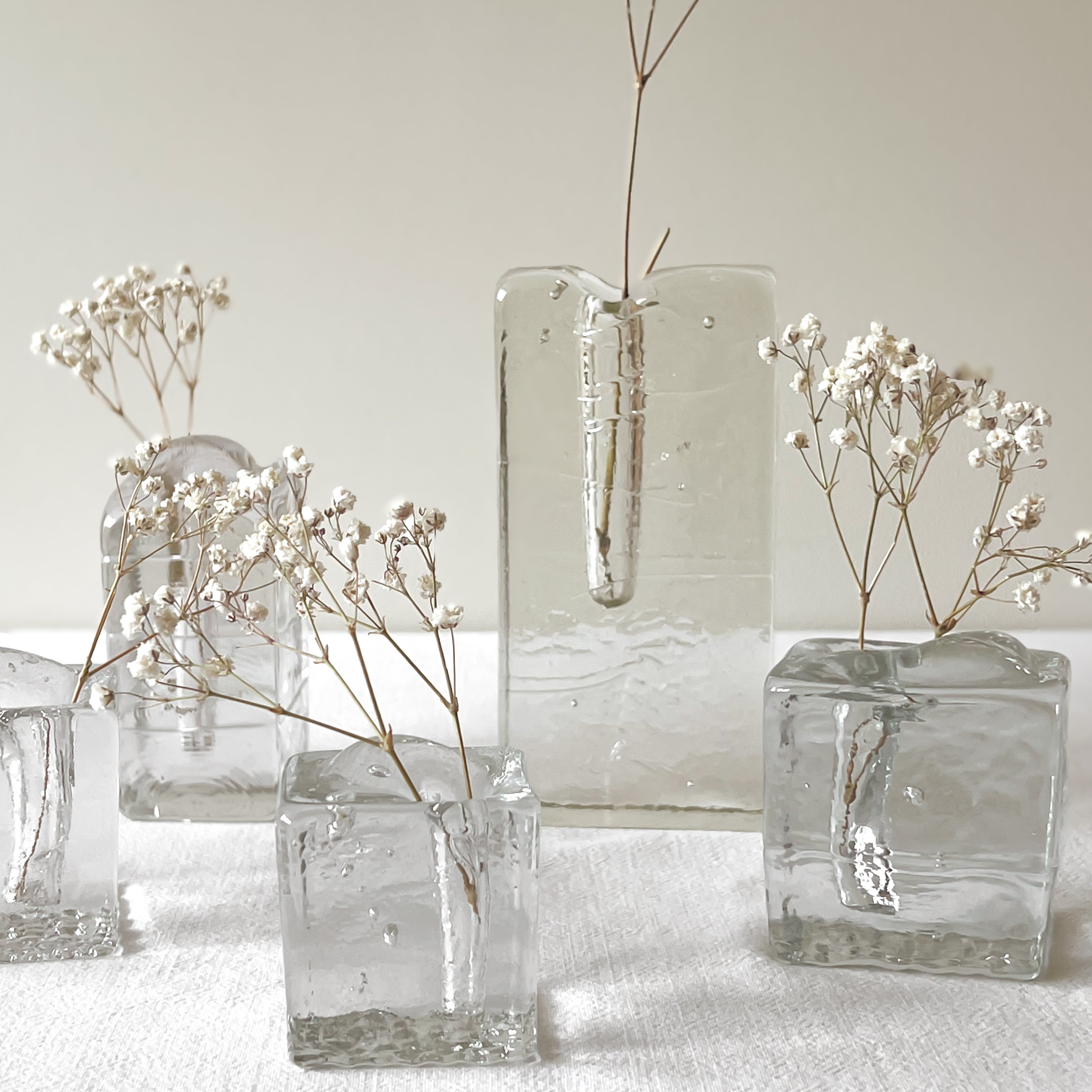 set van 6 vintage glazen vaasjes – kristalglas in annahütte stijl Noii HOME