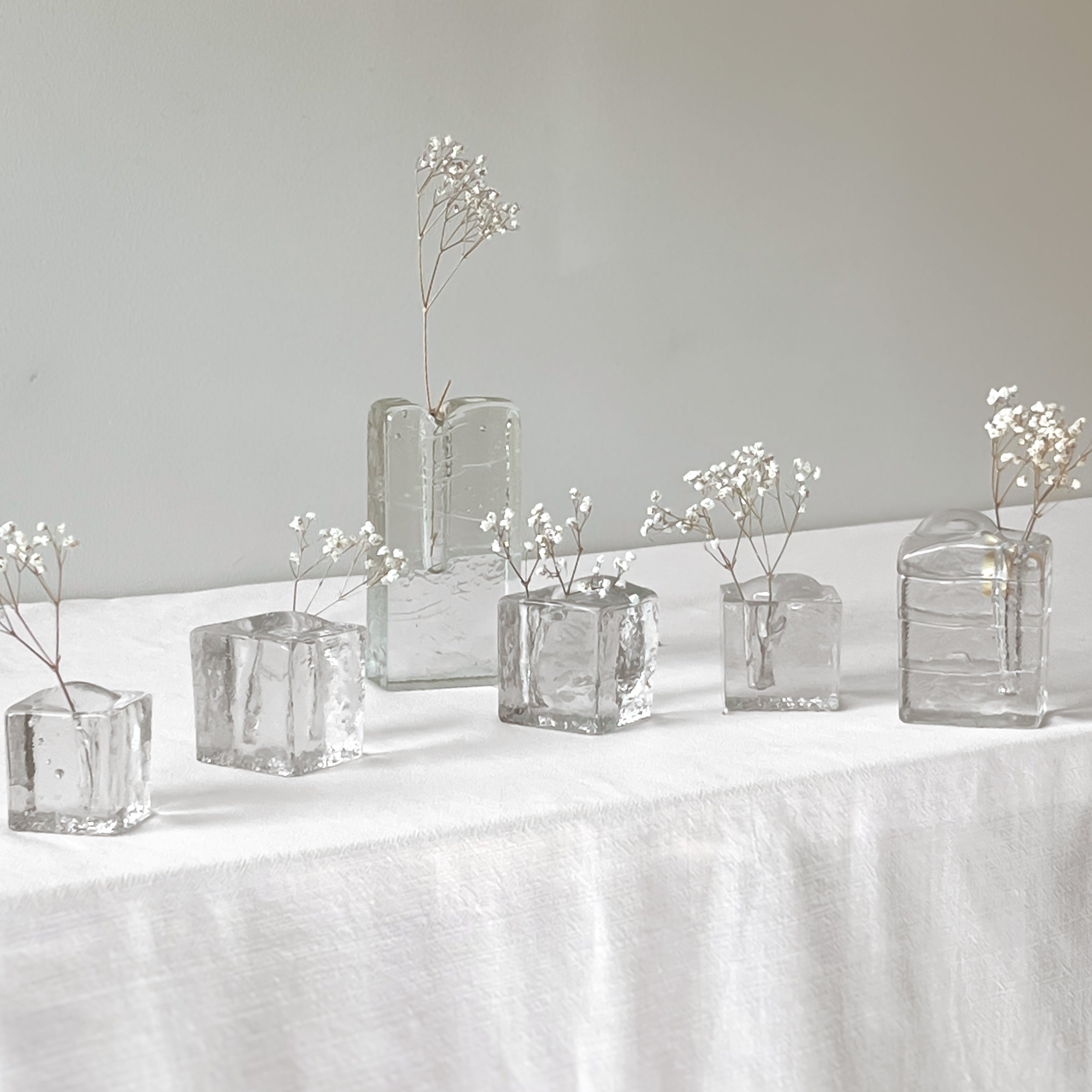 set van 6 vintage glazen vaasjes – kristalglas in annahütte stijl Noii HOME