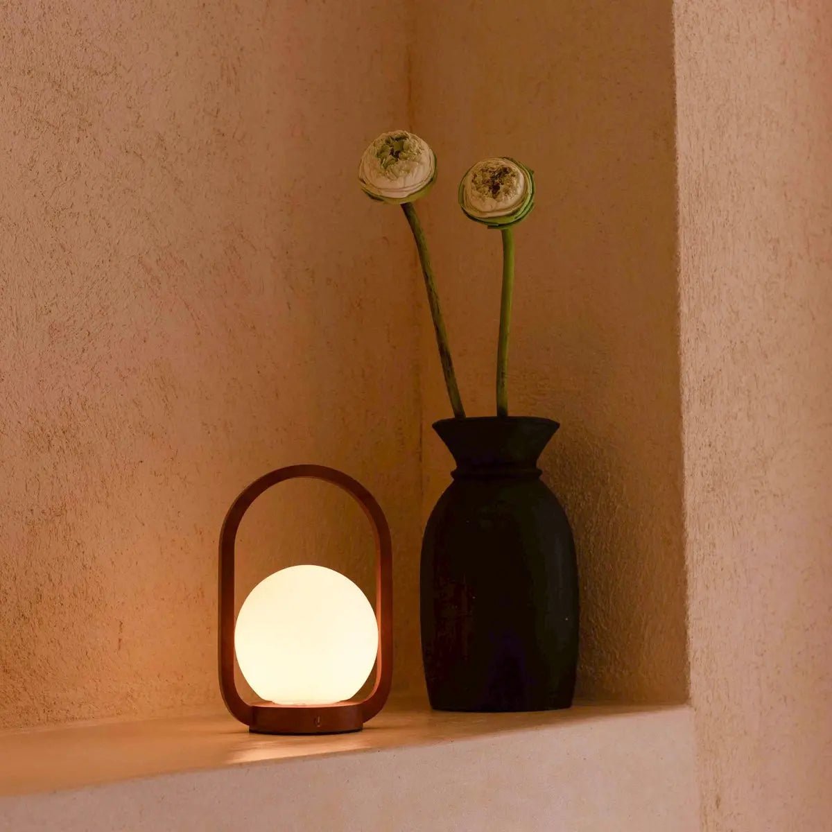 Skye kastanjebruine houten draadloze lamp | Oplaadbaar en dimbaar Tavellio - Amsterdam