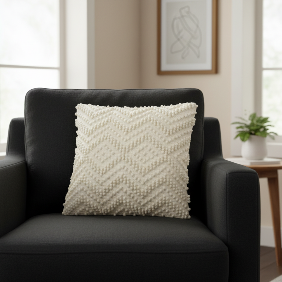 Soft Cream Cushion Cover / Kussenhoes – Tufted Pattern – 45x45 cm – Urbane Hide Urbane Hide