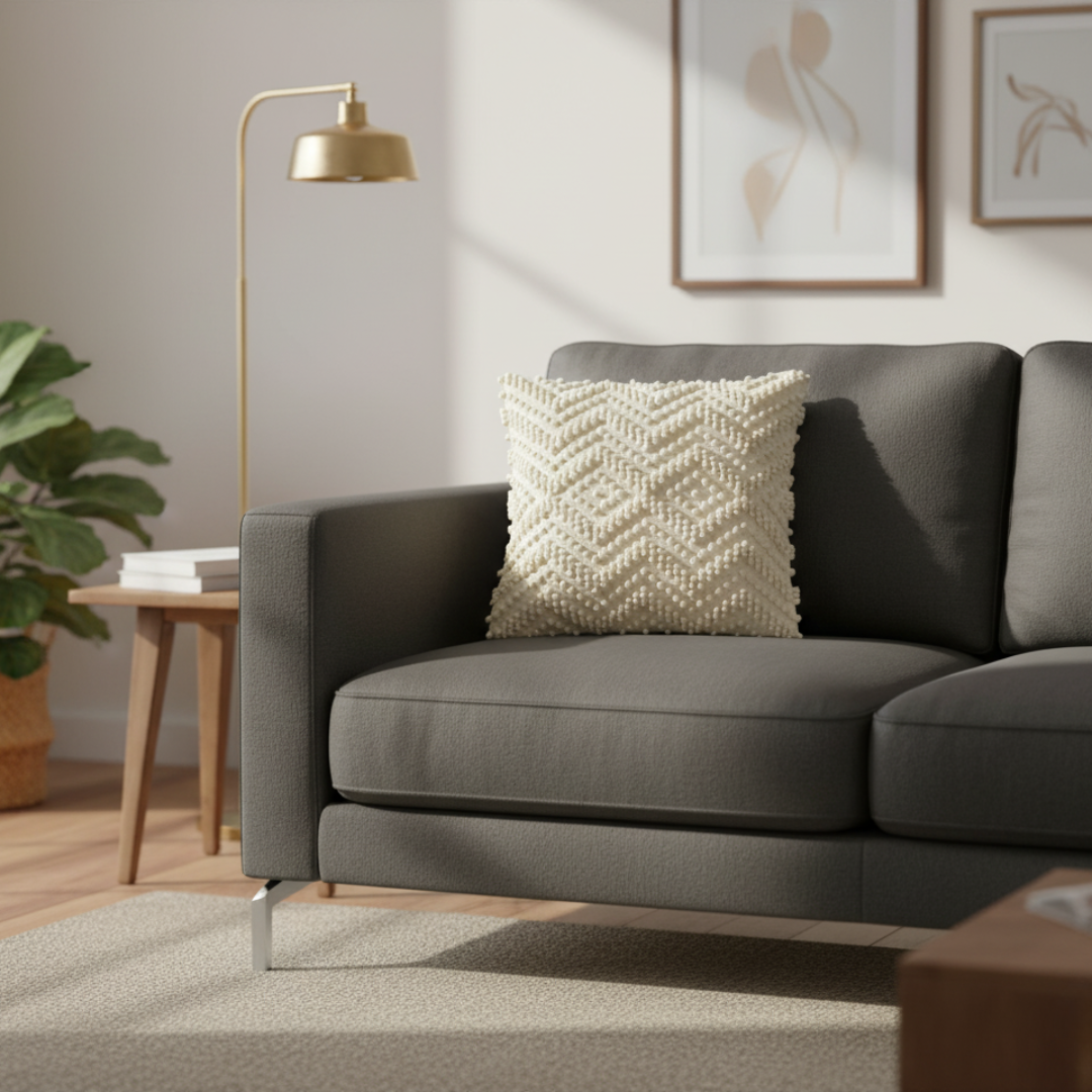 Soft Cream Cushion Cover / Kussenhoes – Tufted Pattern – 45x45 cm – Urbane Hide Urbane Hide