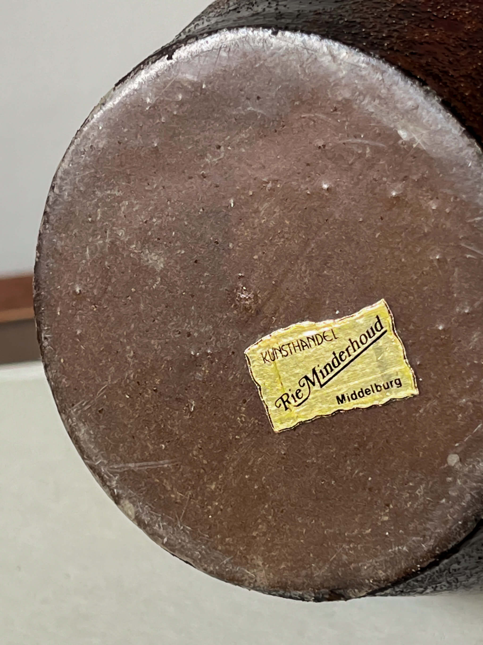 unieke keramieken kruikvaas – bruin gevlamd - pre-loved Noii home