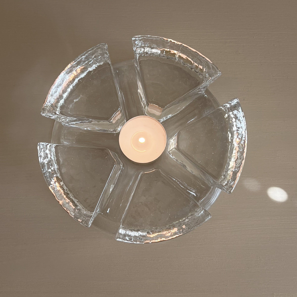 vintage belMondo waxinelichthouder van structuurglas – jaren 70 Noii HOME