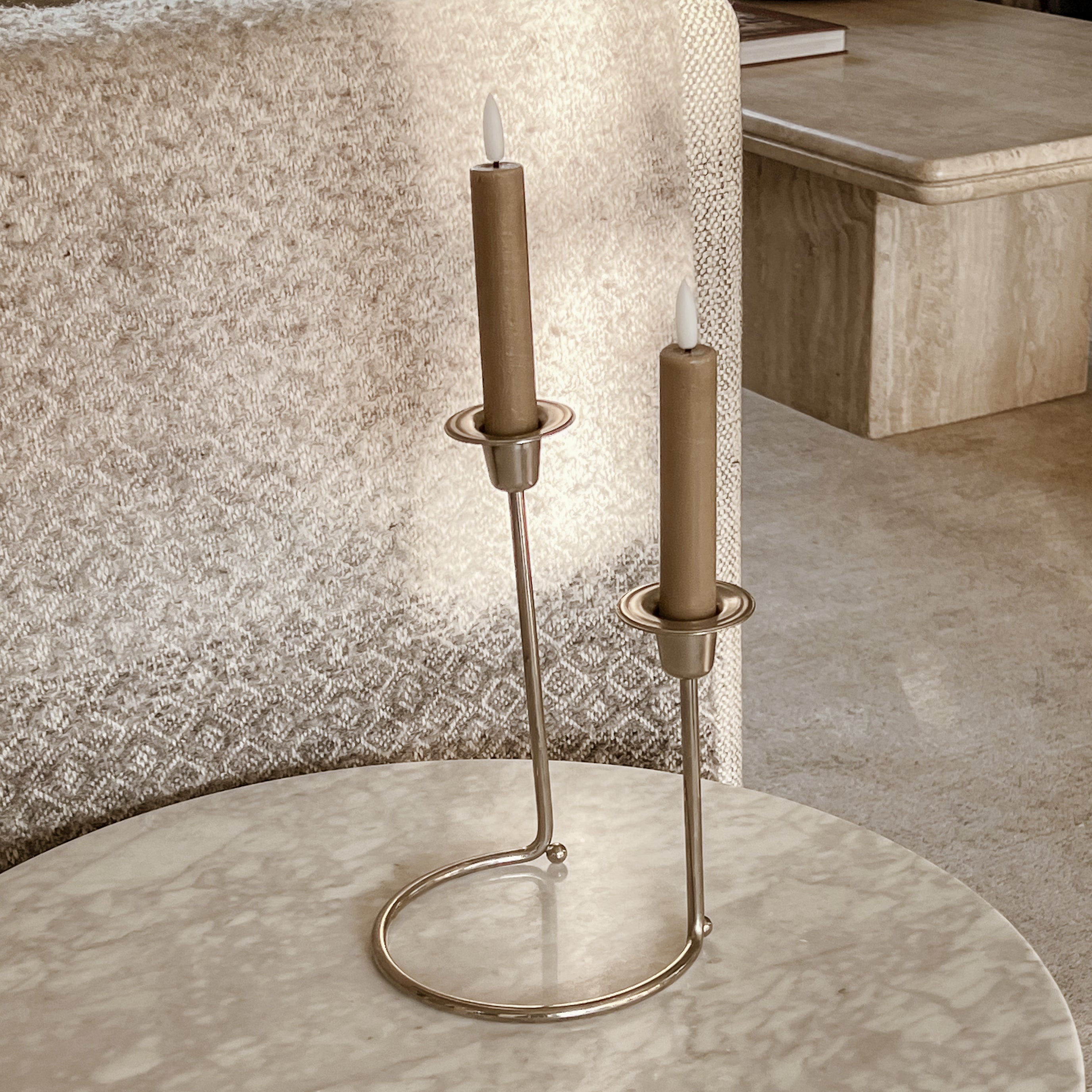 vintage design kandelaar – verzilverd metaal – jaren 70 – bmf Noii HOME