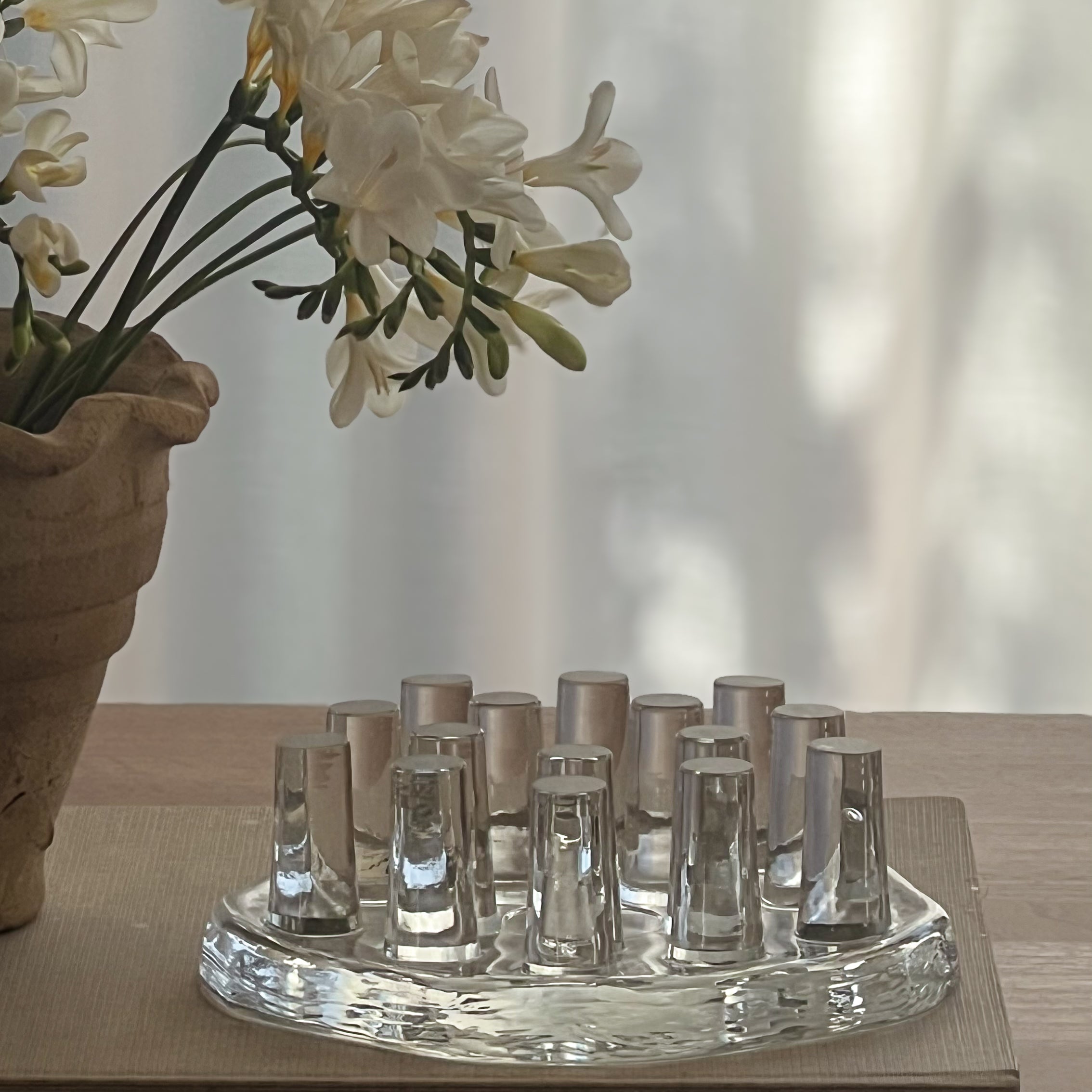 vintage glazen rechaud – georg schütte – theepotwarmer - waxinelichthouder – jaren 70 Noii HOME