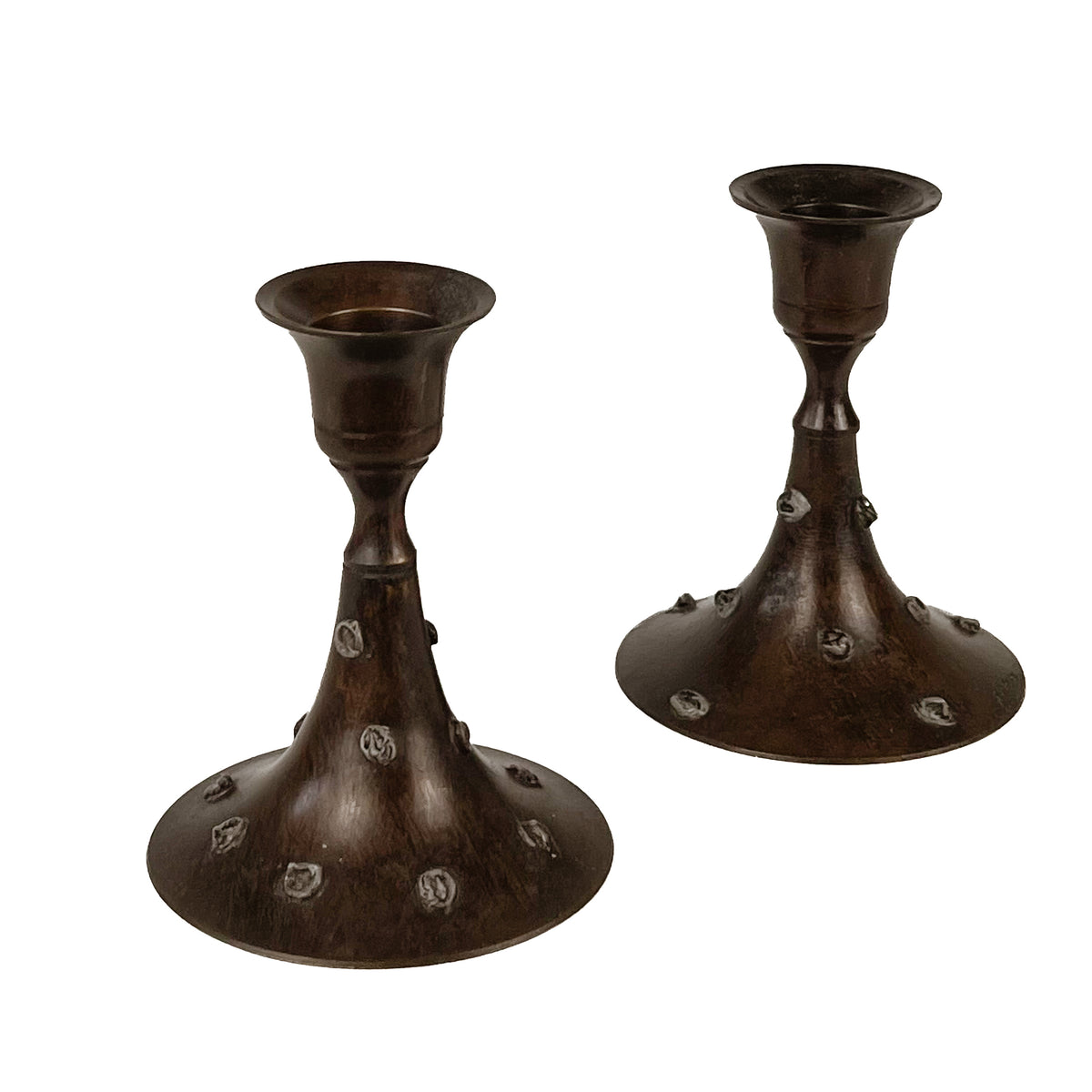 vintage metalen kandelaars – set van 2 – donker koperpatina Noii HOME