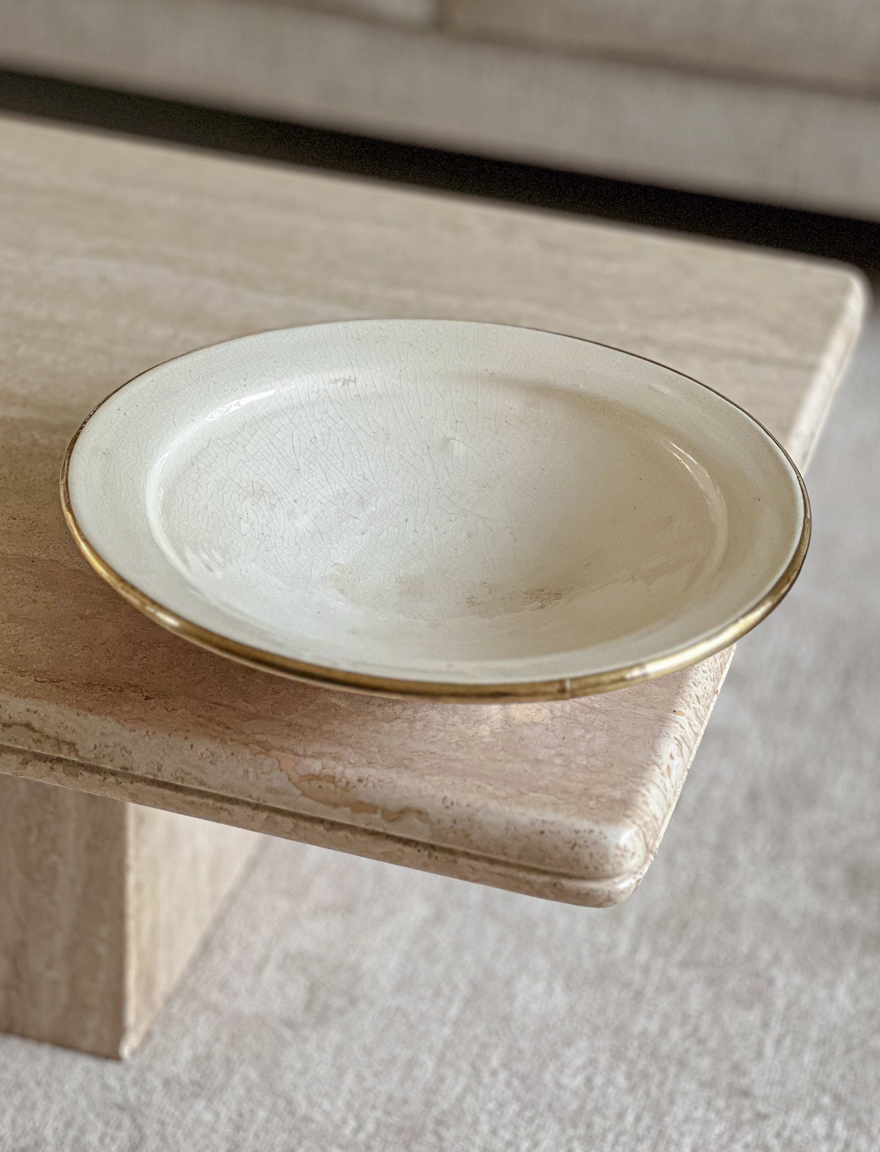 vintage spaanse keramieken schaal - wandbord met messing rand – noii home Noii HOME